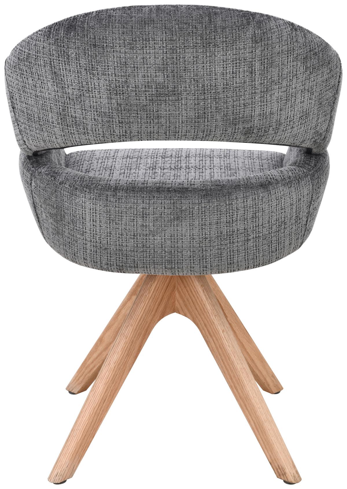 Armlehnstuhl Cleo Grau/Eichefarben B: 58 cm - Eichefarben/Grau, MODERN, Holz/Textil (58/85/62cm) - Livetastic