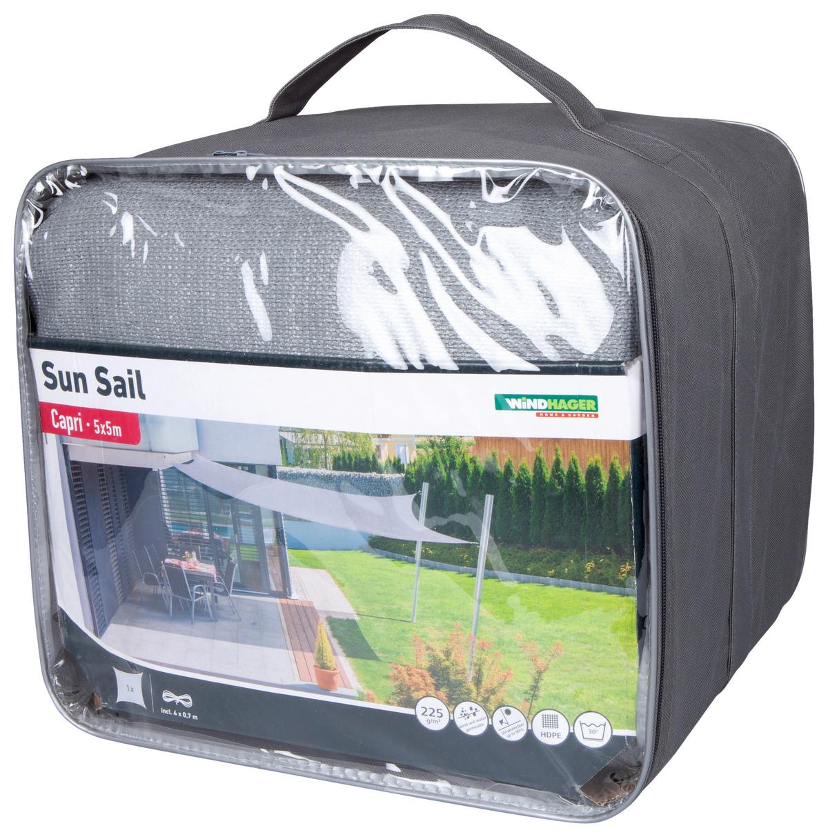 Sonnensegel Quadrat 5x5 m - Grau, Basics (500/500cm)