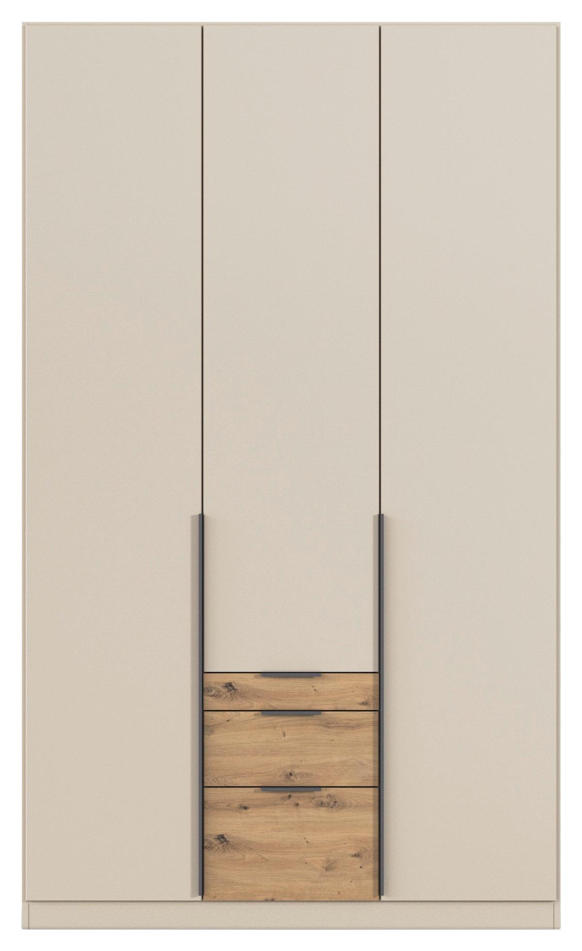 Drehtürenschrank Alabama-Super mit Laden, Champagner, B:136cm - Champagner/Eichefarben, Trend, Holzwerkstoff (136/229/54cm)