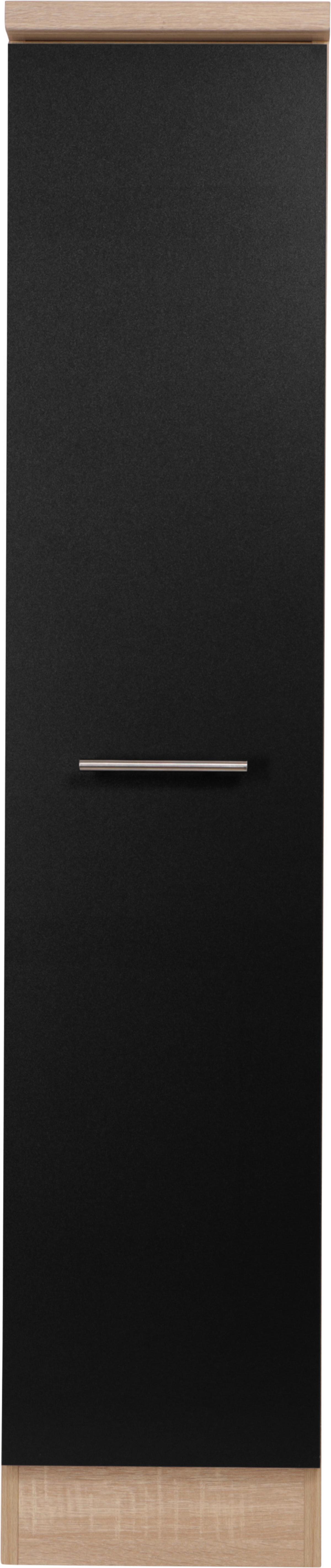 Apothekerschrank Merle Schwarz, Eiche Dekor B: 30cm - Eichefarben/Schwarz, Basics, Holzwerkstoff (30/144,8/60cm) - Respekta