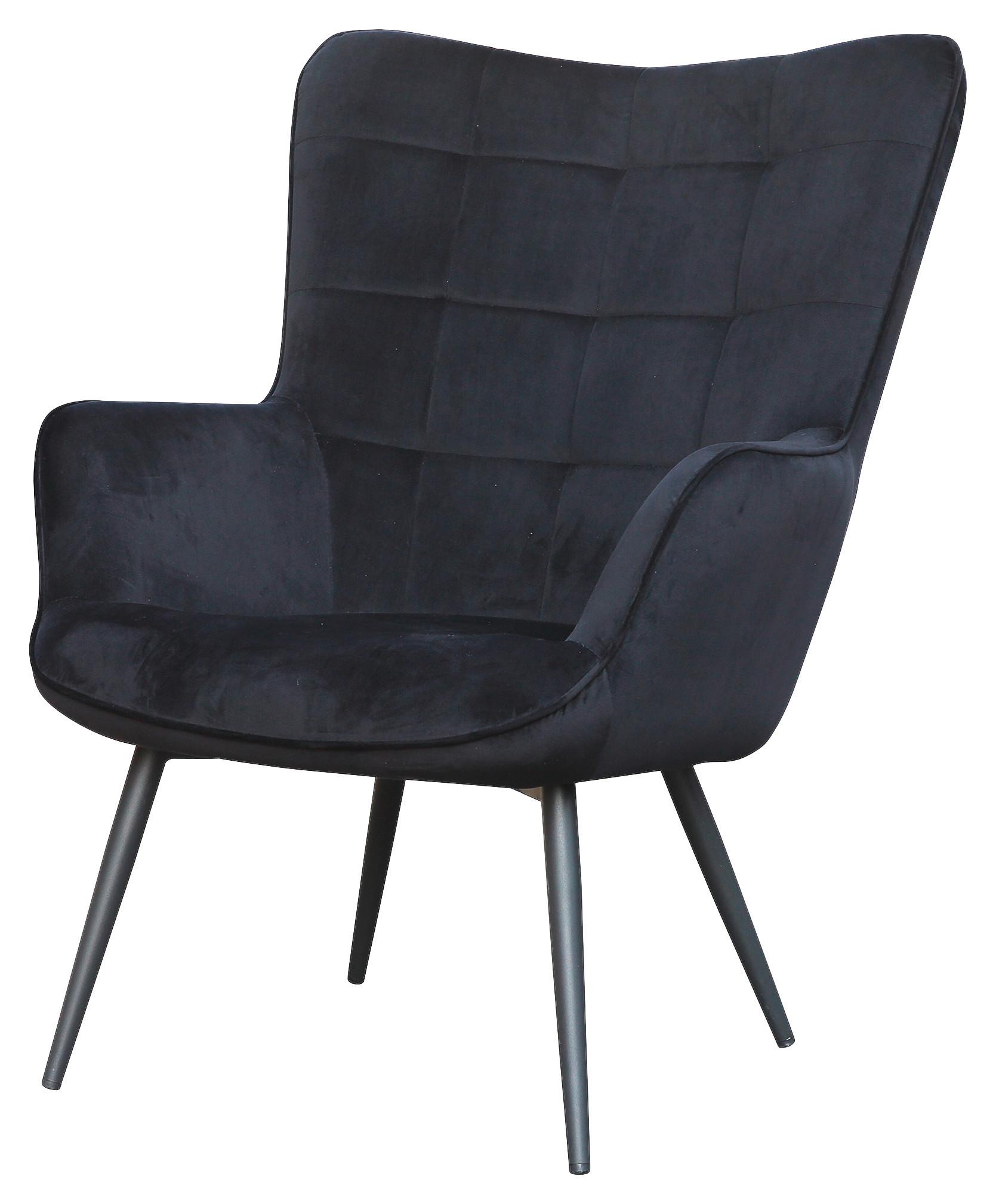 Polstersessel Mit Armlehnen Uta Textil Schwarz - Schwarz, MODERN, Holzwerkstoff/Textil (72/97/80cm) - MID.YOU