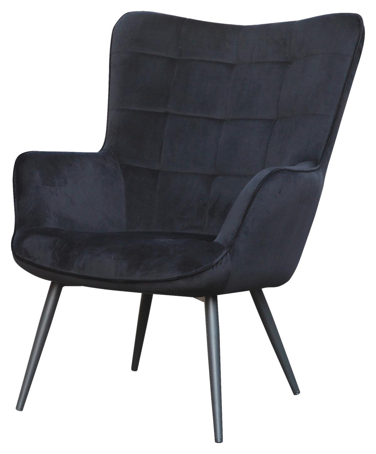 Polstersessel Mit Armlehnen Uta Textil Schwarz - Schwarz, MODERN, Holzwerkstoff/Textil (72/97/80cm) - MID.YOU