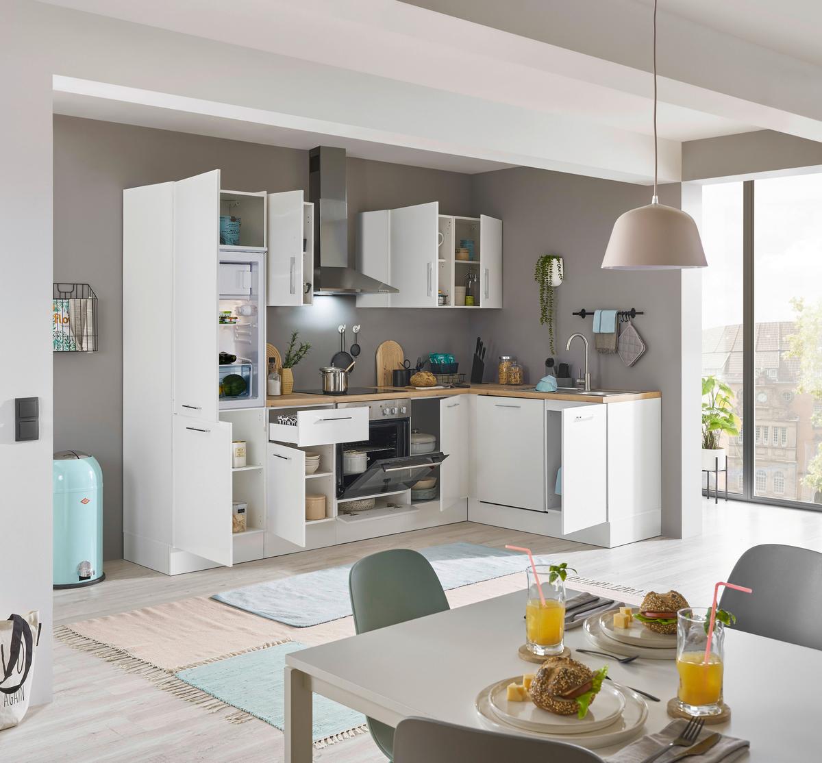 Eckküche Turin Weiß/Eiche Dekor 280x175 cm - Weiß/Eiche Artisan, Basics, Holzwerkstoff (280/175cm) - MID.YOU