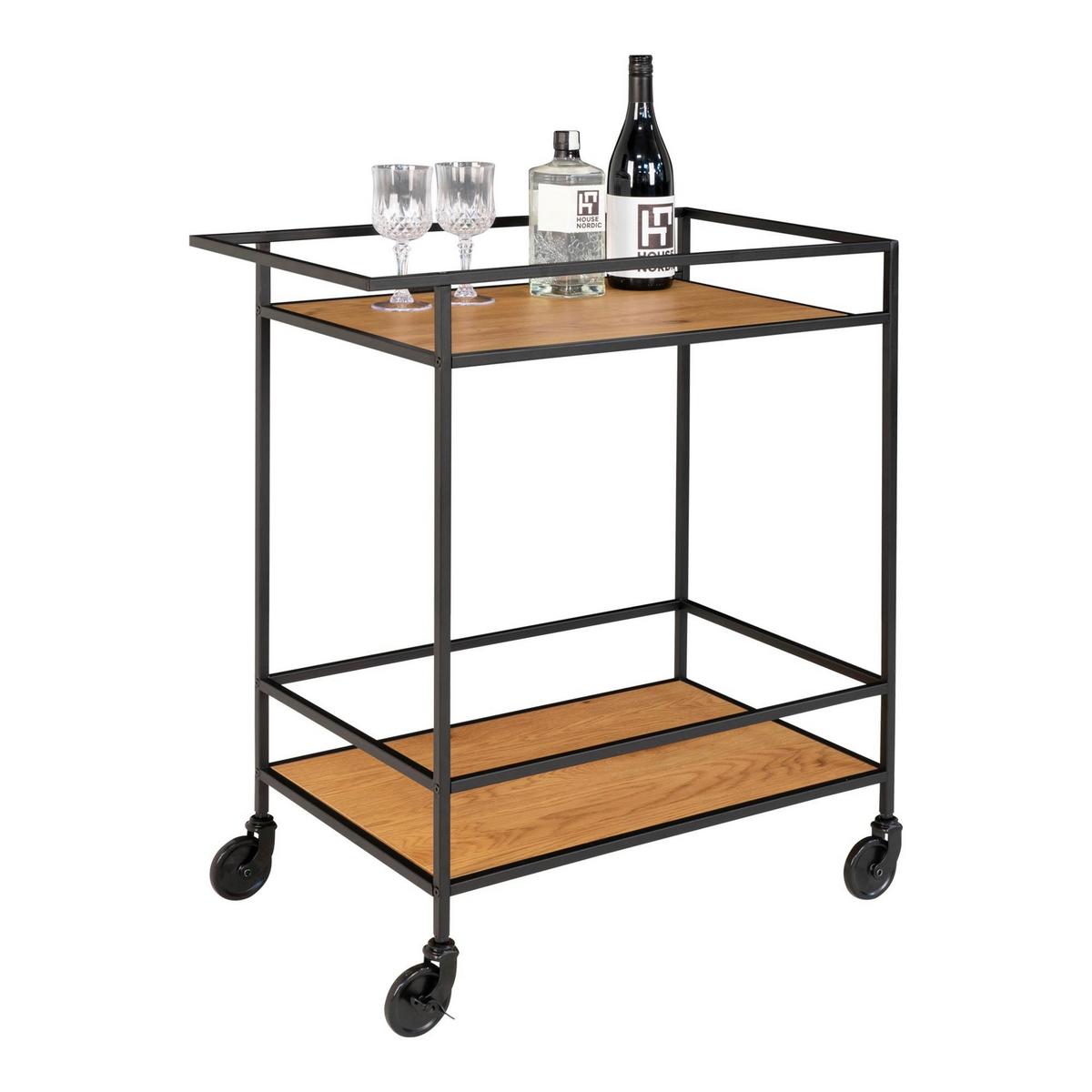 Servierwagen Vita Schwarz/hellbraun B: 40cm - Hellbraun/Schwarz, Basics, Holzwerkstoff/Metall (40/79/68cm)