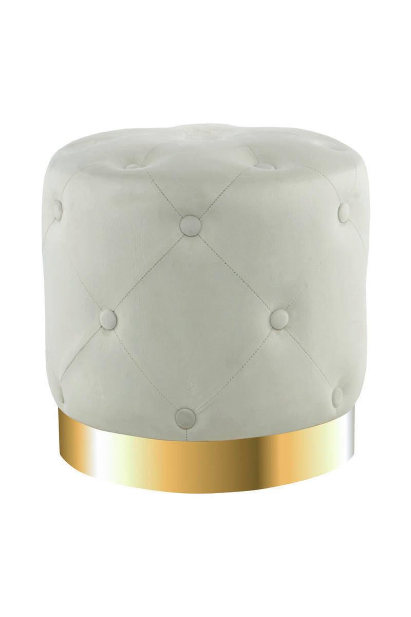 Hocker Pouf Samt Creme H: 40 cm