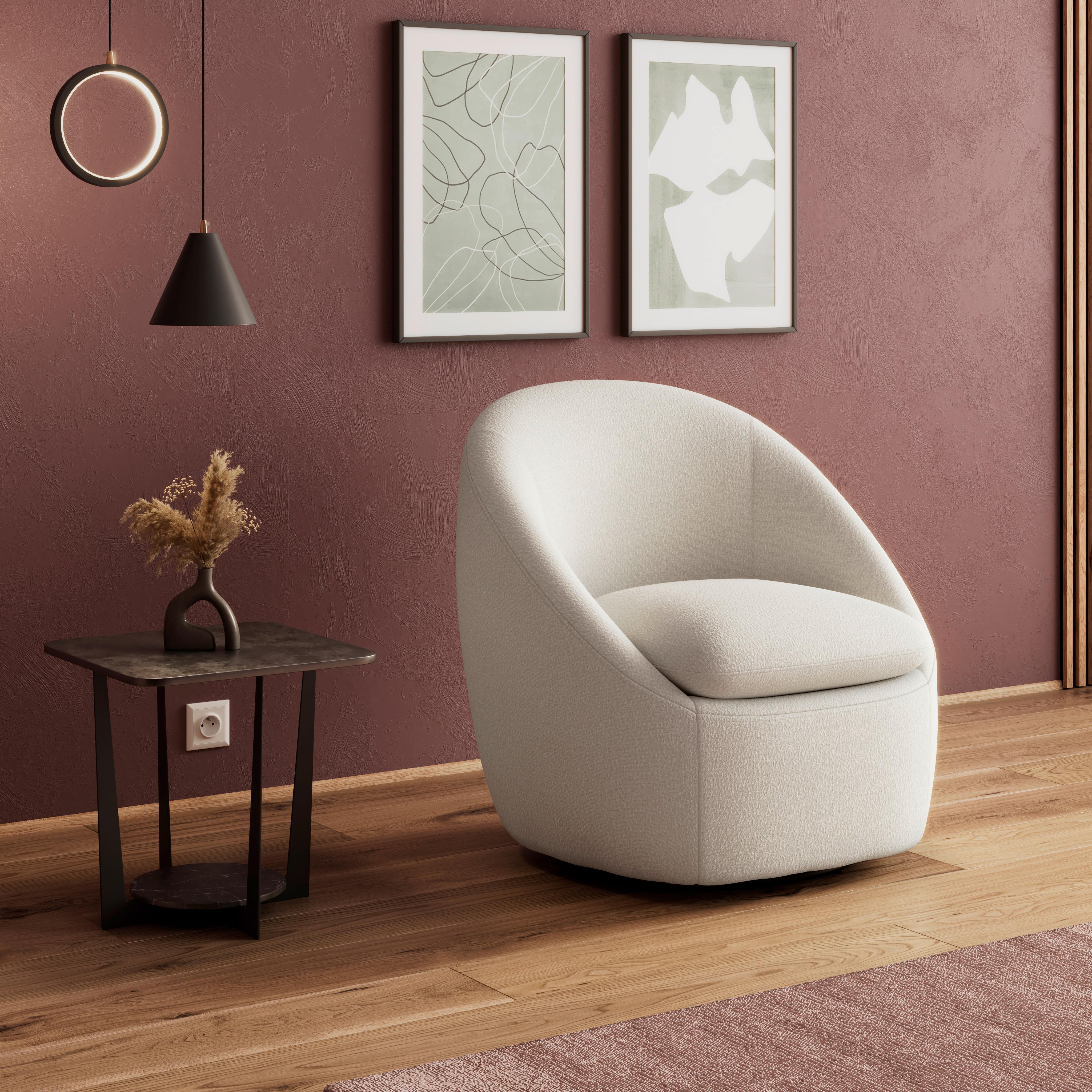 Relaxačné kreslo DORA, biela ženilka - čierna/biela, Modern, kov/drevo (77/74/73cm) - Bessagi Home