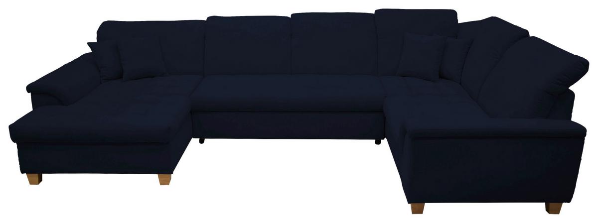 Wohnlandschaft Franzi Mit Schlaffunktion Blau - Eichefarben/Dunkelblau, KONVENTIONELL, Textil (170/352/214cm) - MID.YOU