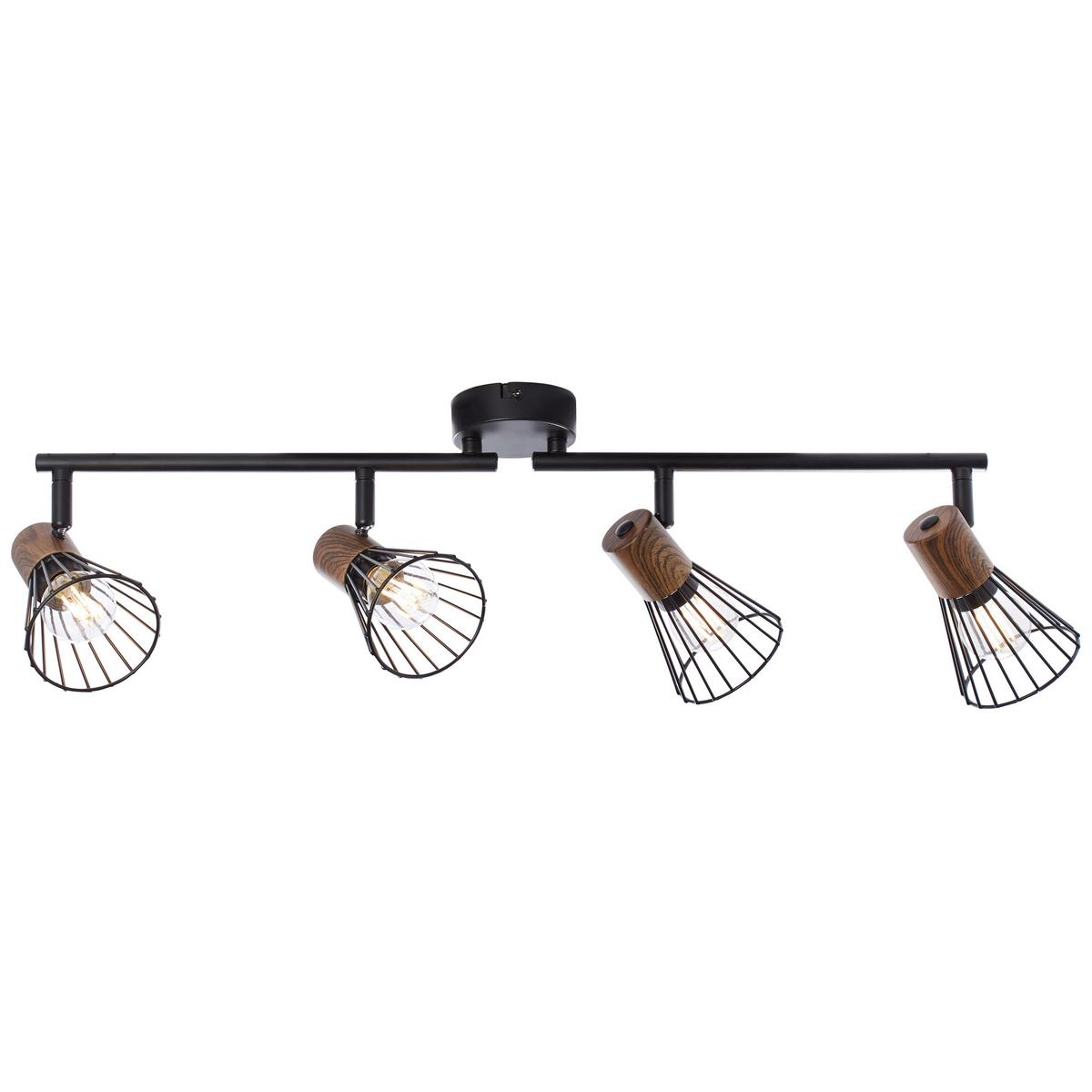 Deckenleuchte Manama L: 60,5 cm Schwenkbar - Schwarz, Design, Holz/Metall (60,5/18/20cm) - Brilliant
