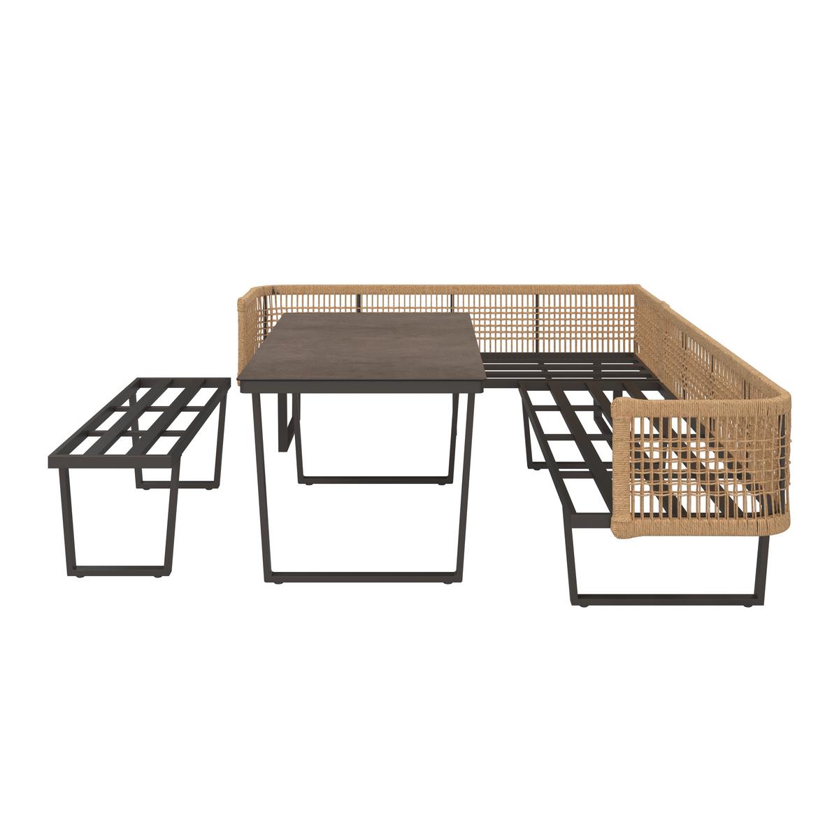 Loungegarnitur Bologna - Anthrazit/Braun, MODERN, Glas/Kunststoff (256/198cm) - Beldano