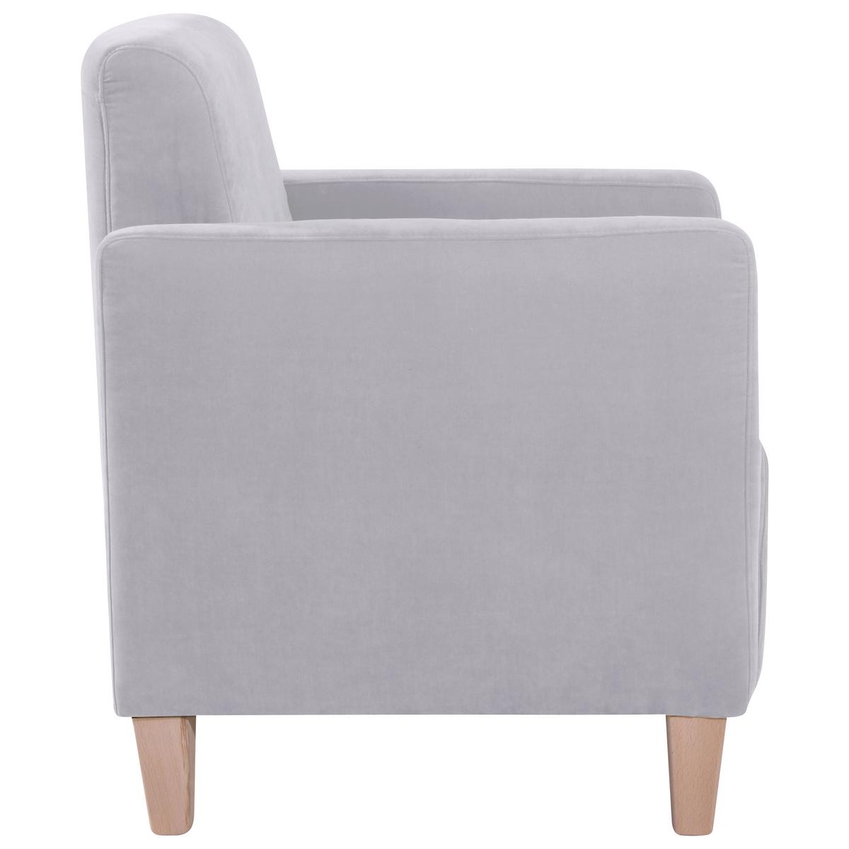Polstersessel Mit Armlehnen Milla Samt Silberfarben - Silberfarben/Naturfarben, Design, Textil (71/81/70cm) - Max Winzer