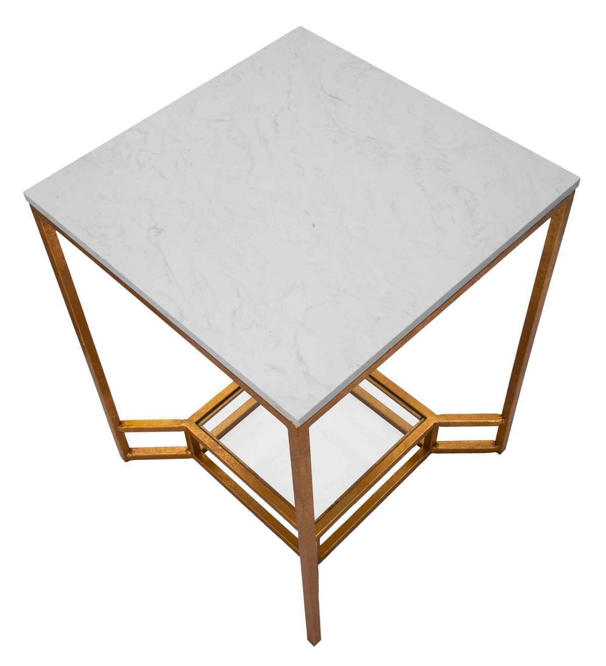Couchtisch Marble Goldfarben, Weiß B: 60 Cm - Goldfarben/Weiß, Basics, Glas/Stein (60/47/47cm)