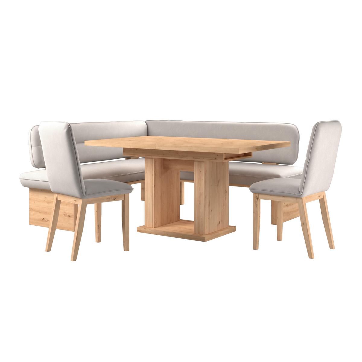 Eckbank Beluna Ii Webstoff Weiß, B: 170cm - Eichefarben/Weiß, KONVENTIONELL, Holz/Textil (170/192cm) - James Wood