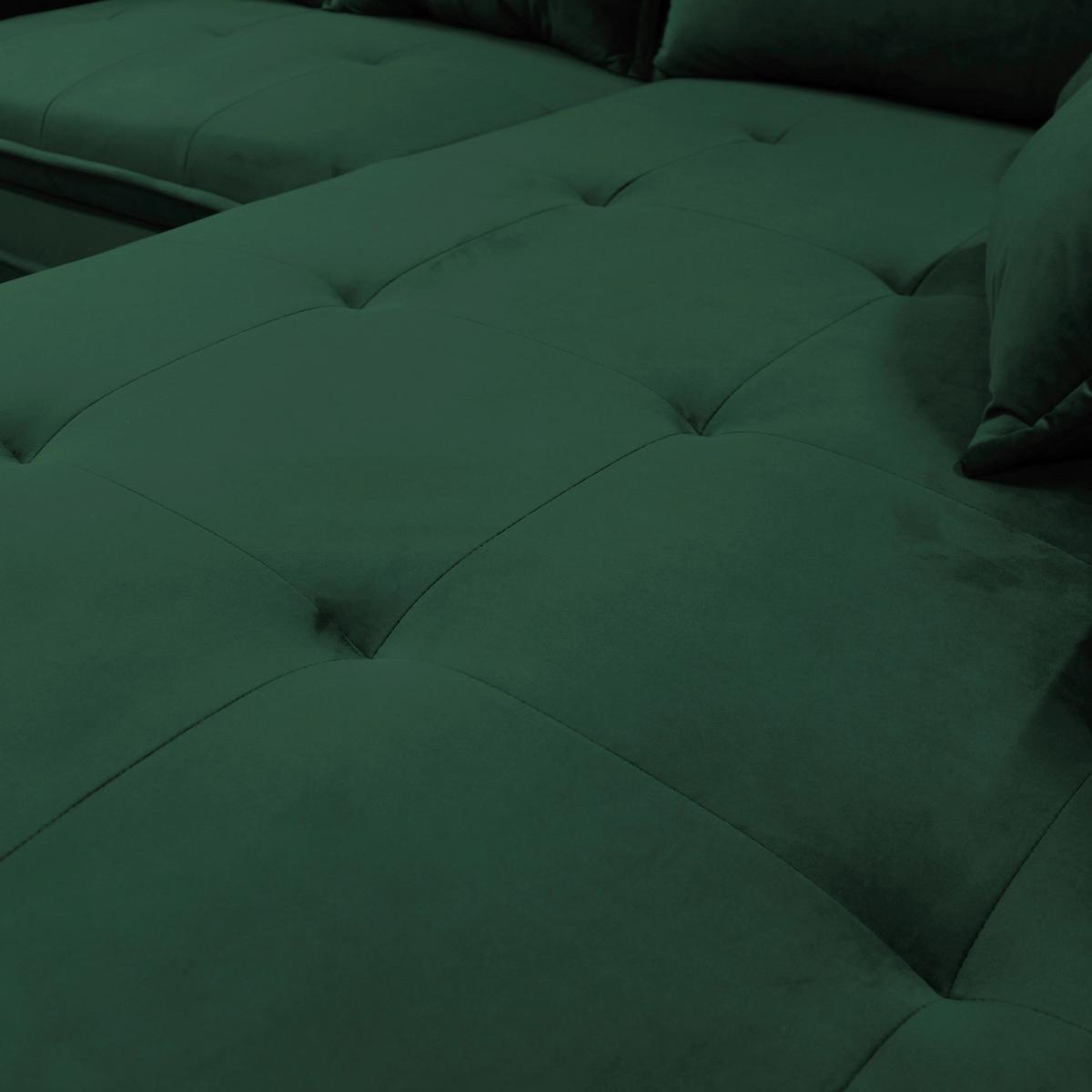 Ecksofa mit Schlaffunktion Bello Ottomane Rechts Grün - Schwarz/Grün, Design, Textil (277/187cm) - Livetastic