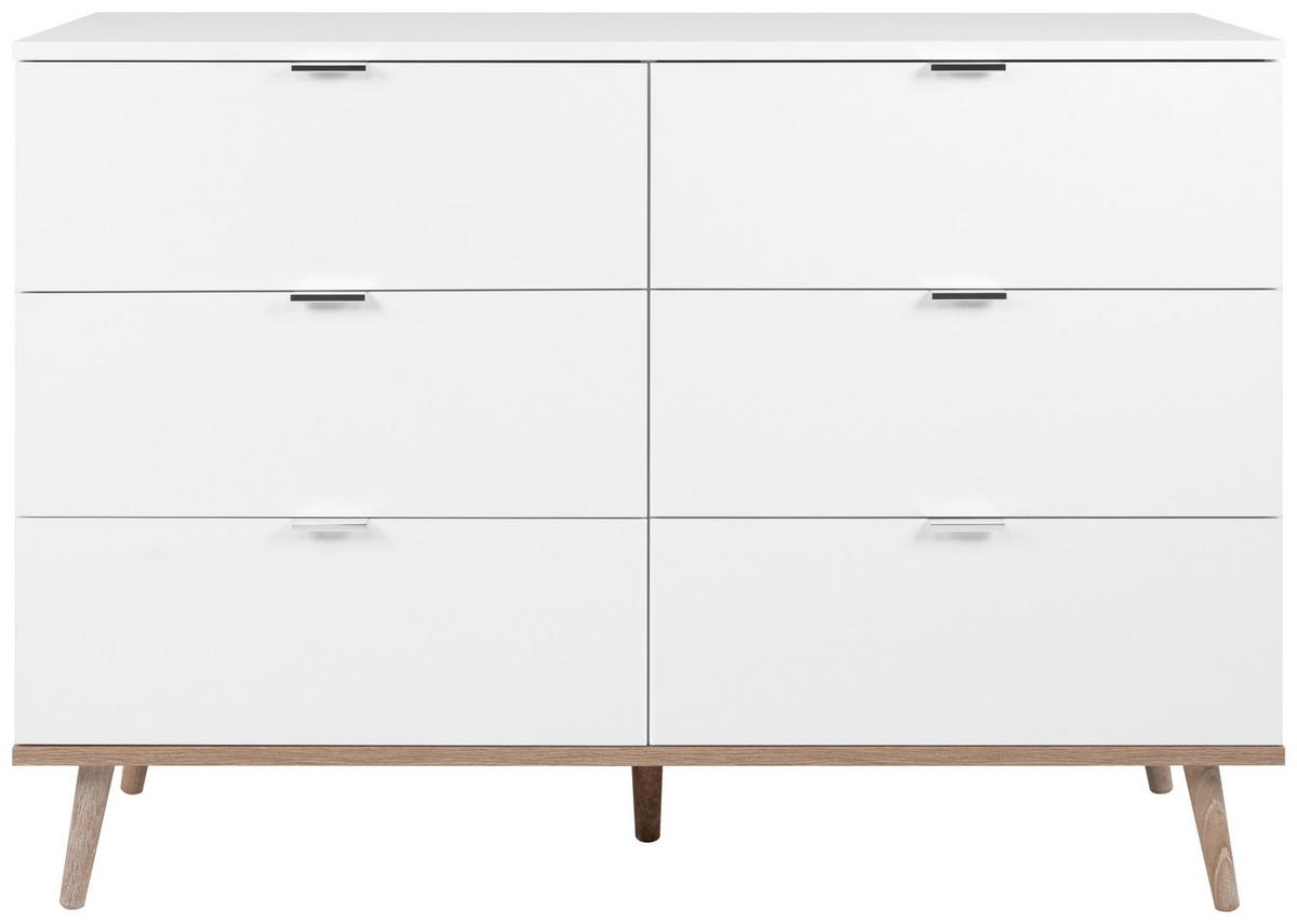 Kommode Göteborg Weiß/Sonoma Eiche B: 120 cm - Weiß/Sonoma Eiche, KONVENTIONELL, Holzwerkstoff (120/87/40cm) - MID.YOU