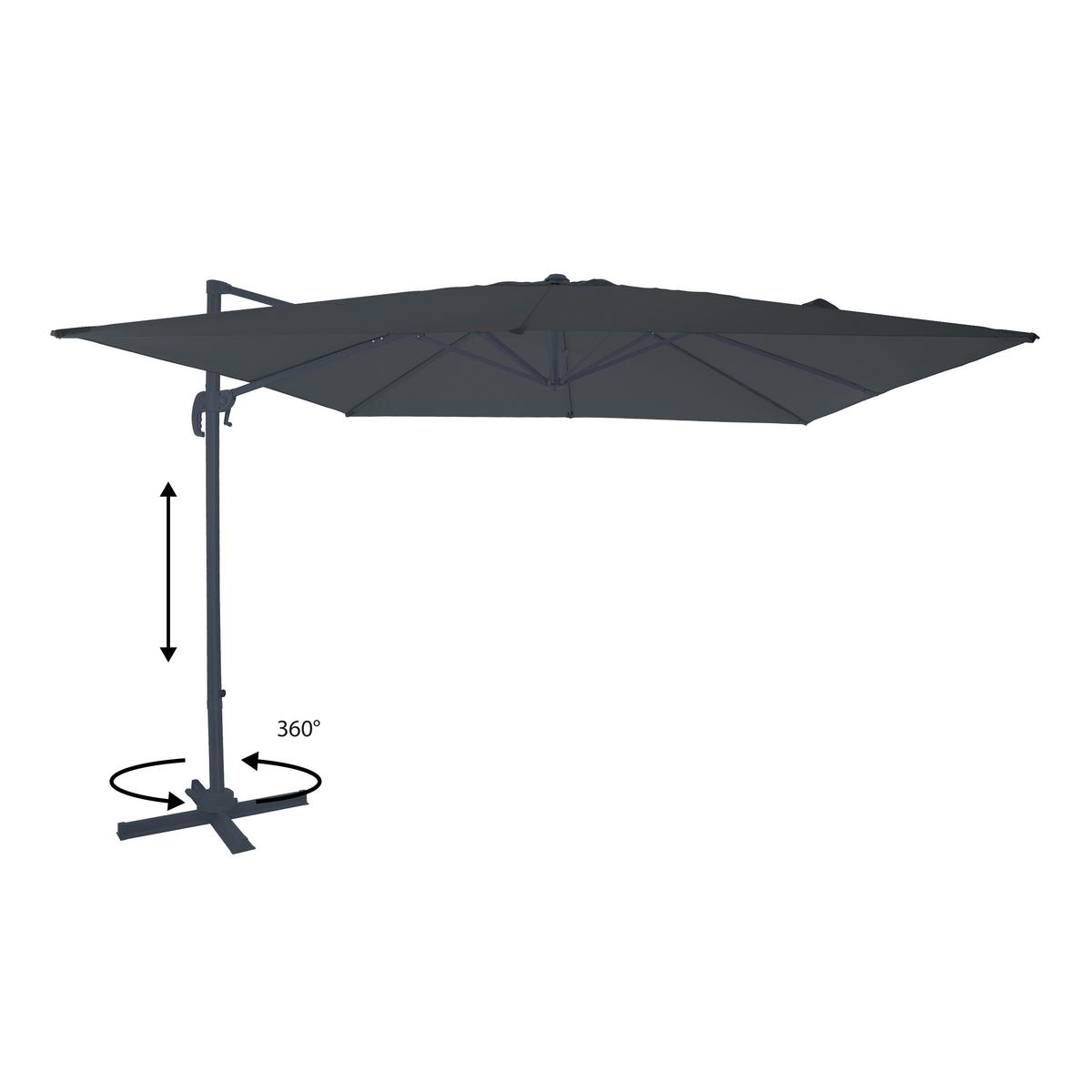 Ampelschirm Grau/Anthrazit DM: 300 H:250 - Anthrazit/Grau, MODERN, Textil/Metall (300/250cm)