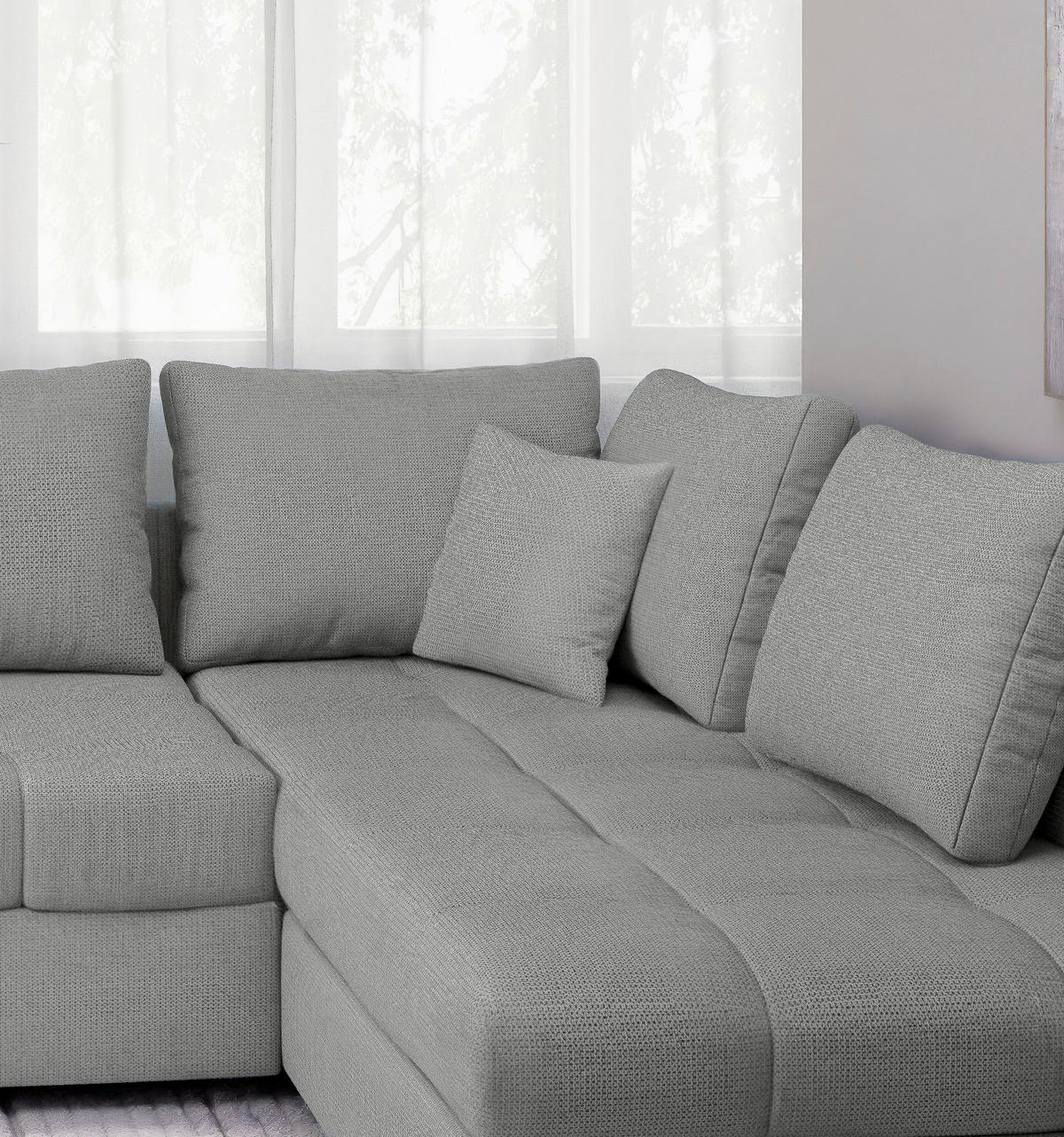 Eckschlafsofa Alvito Silberfarben S: 298x202 Cm - Silberfarben/Schwarz, MODERN, Textil (298/202cm) - MID.YOU