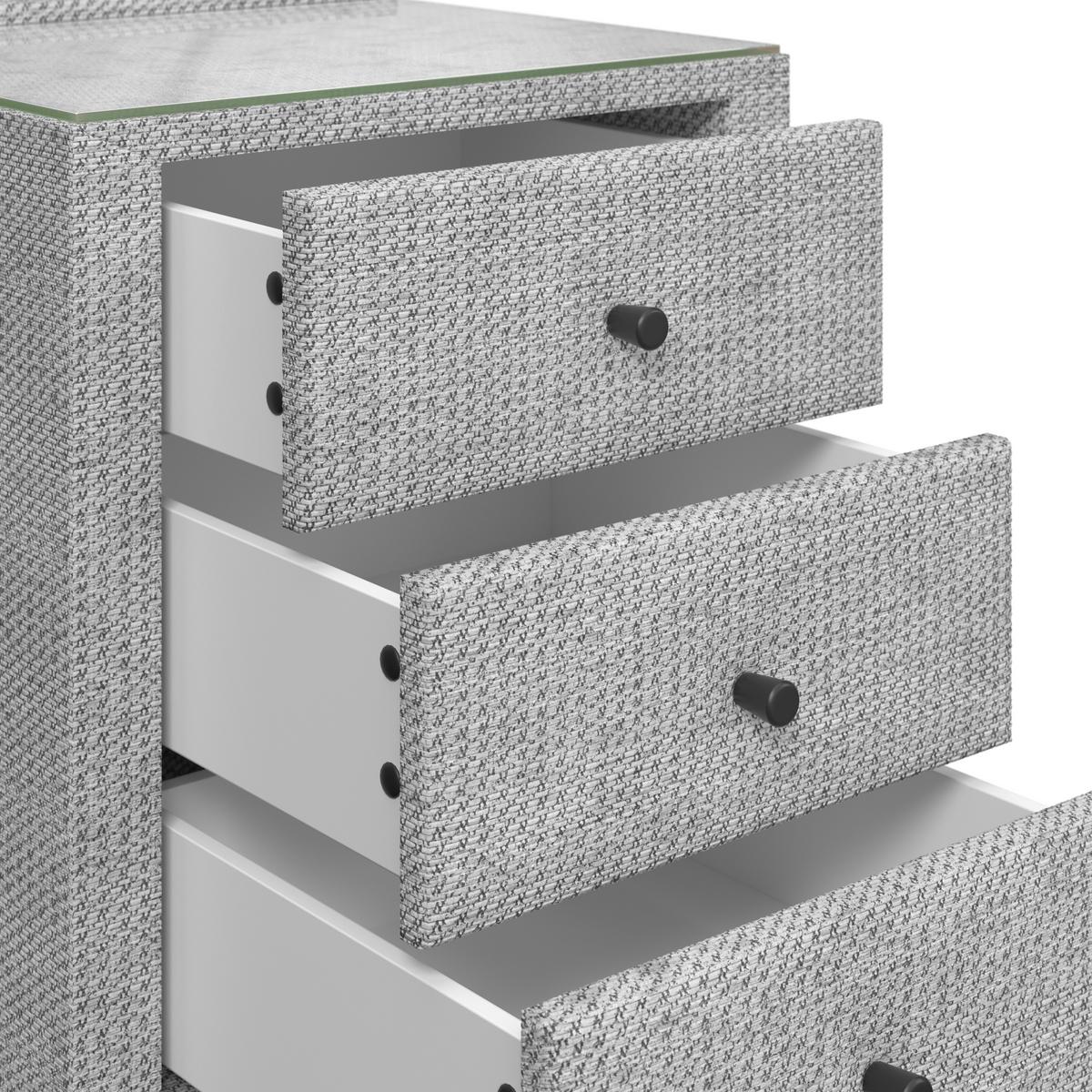 Nachtkästchen Brisbane I inkl. USB-Anschluss B: 49,5cm - Hellgrau, Trend, Glas/Holzwerkstoff (49,5/56,5/46cm) - Sembella