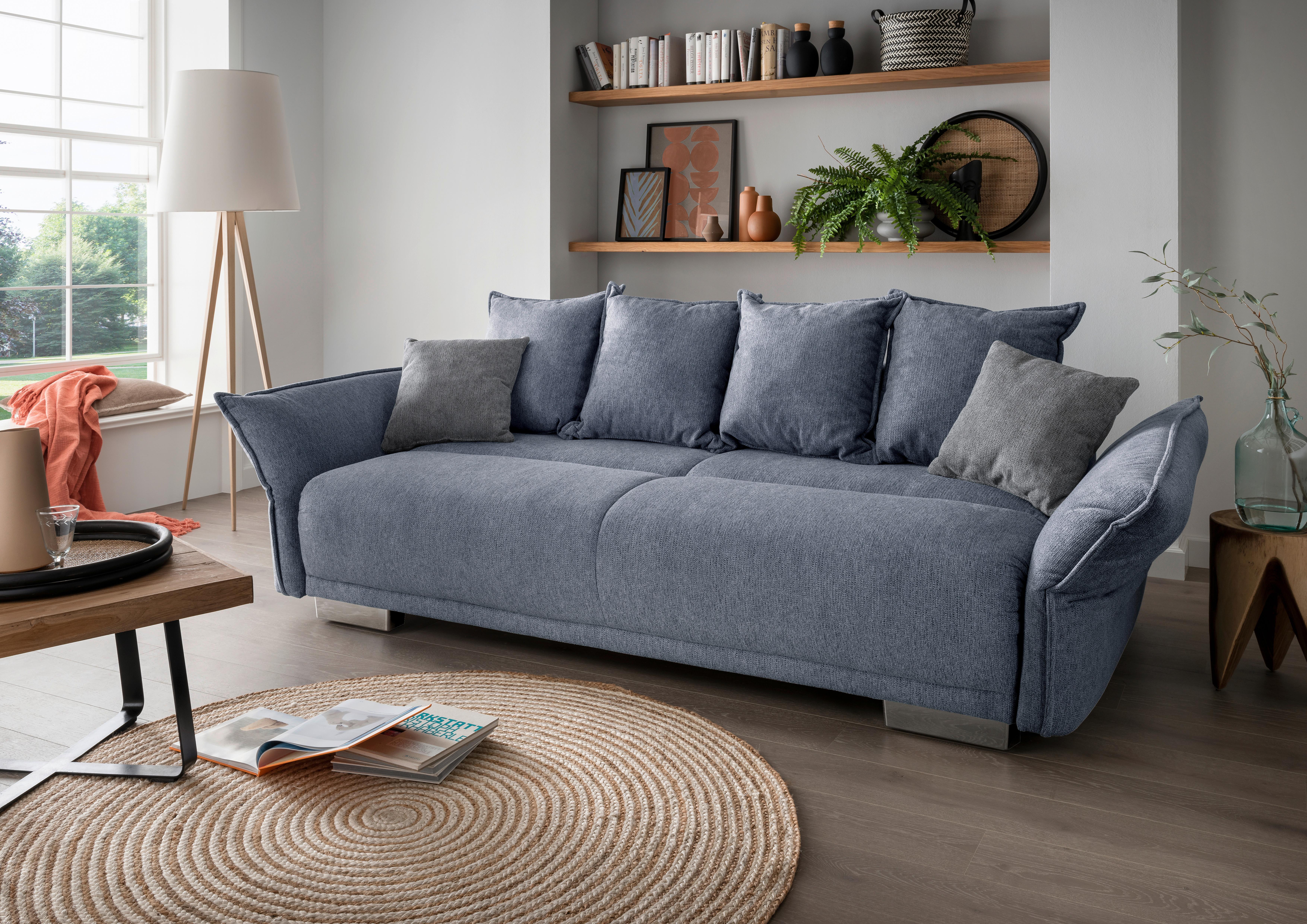 Bigsofa Pera, Hellblau B: 242 cm - Chromfarben/Silberfarben, MODERN, Textil (242/71/90/131cm) - Livetastic