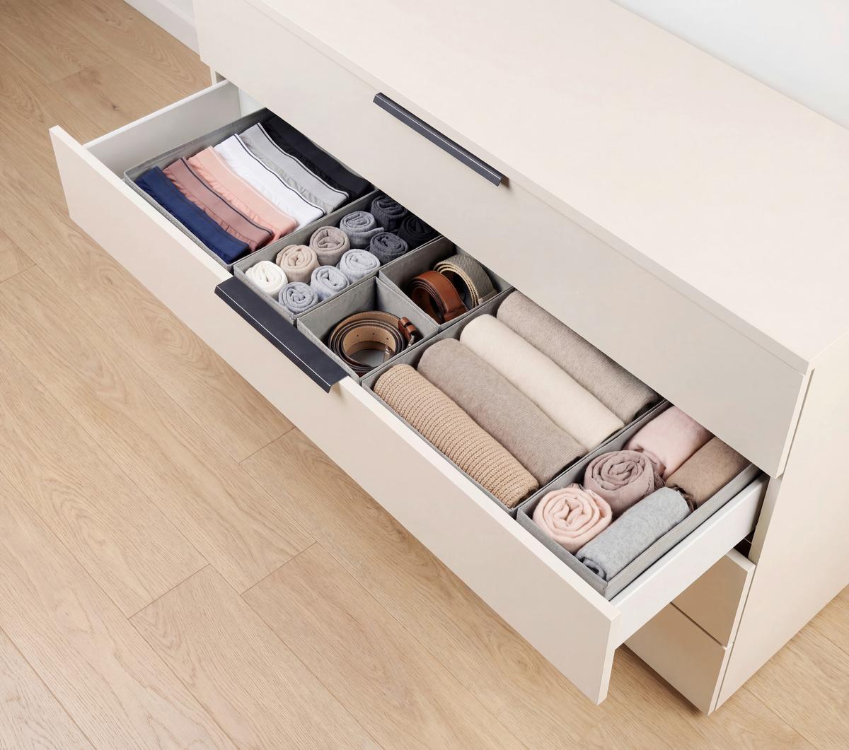 Sada úložných boxov INSIDE -EXT- - sivá, Konventionell, textil/plast - Mömax