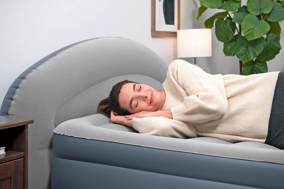 Luftbett Leon 229x152x84 cm Bis 300kg, inkl. Pumpe - Dunkelblau/Grau, KONVENTIONELL, Kunststoff/Metall (229/152/84cm) - Bestway