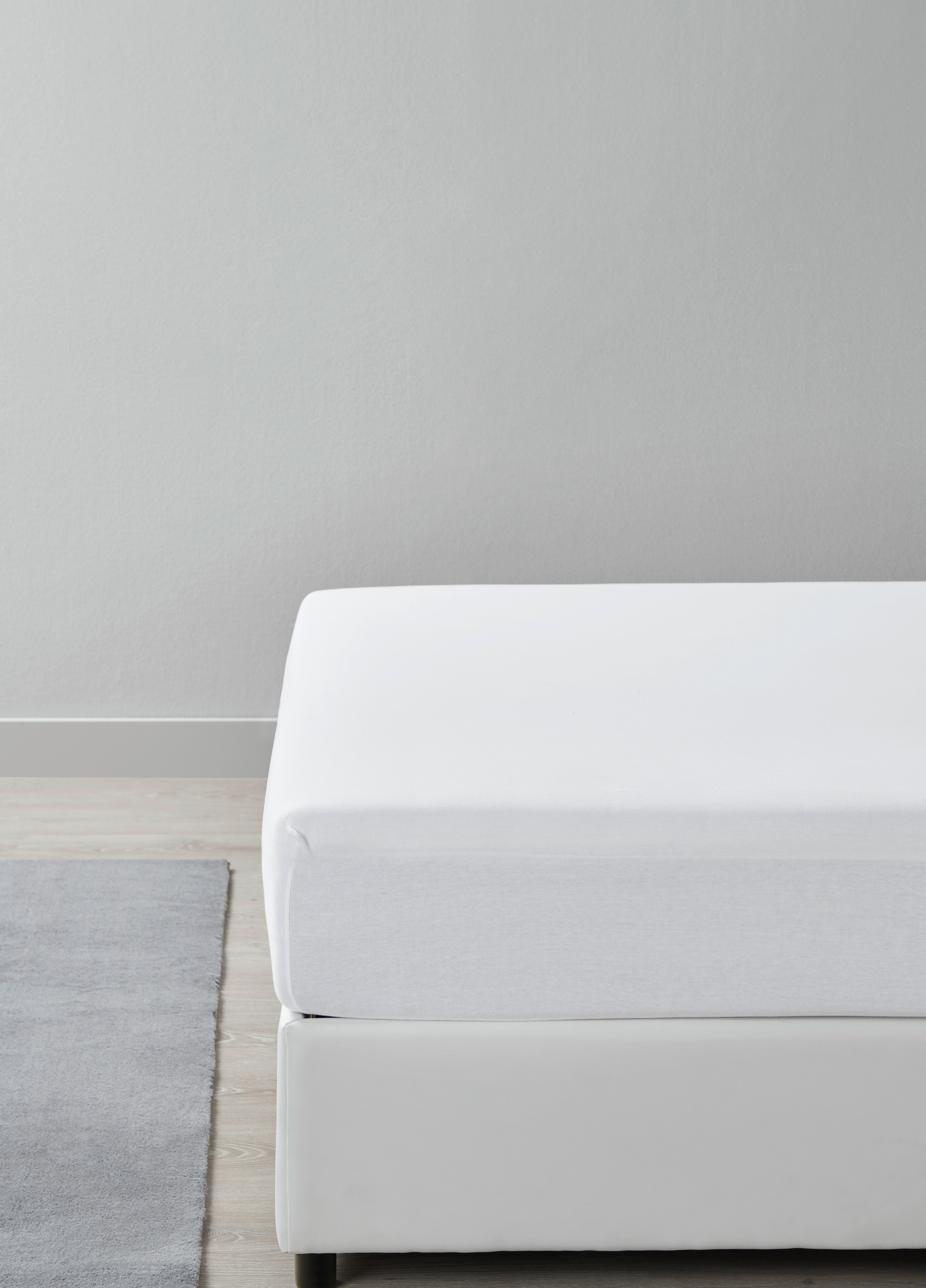 Napínacia plachta Basic, 90-100/200/28cm, biela - biela, Modern, textil (90/200cm) - Modern Living