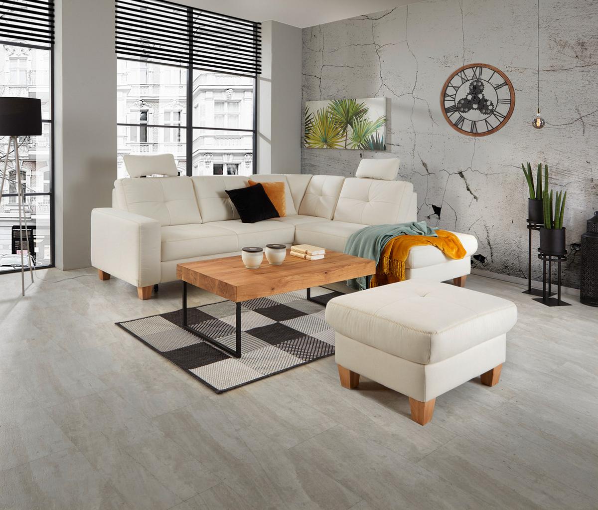 Ecksofa Varese Mit Bettkasten Naturfarben 239x164 Cm - Beige/Schwarz, KONVENTIONELL, Textil (239/164cm) - James Wood