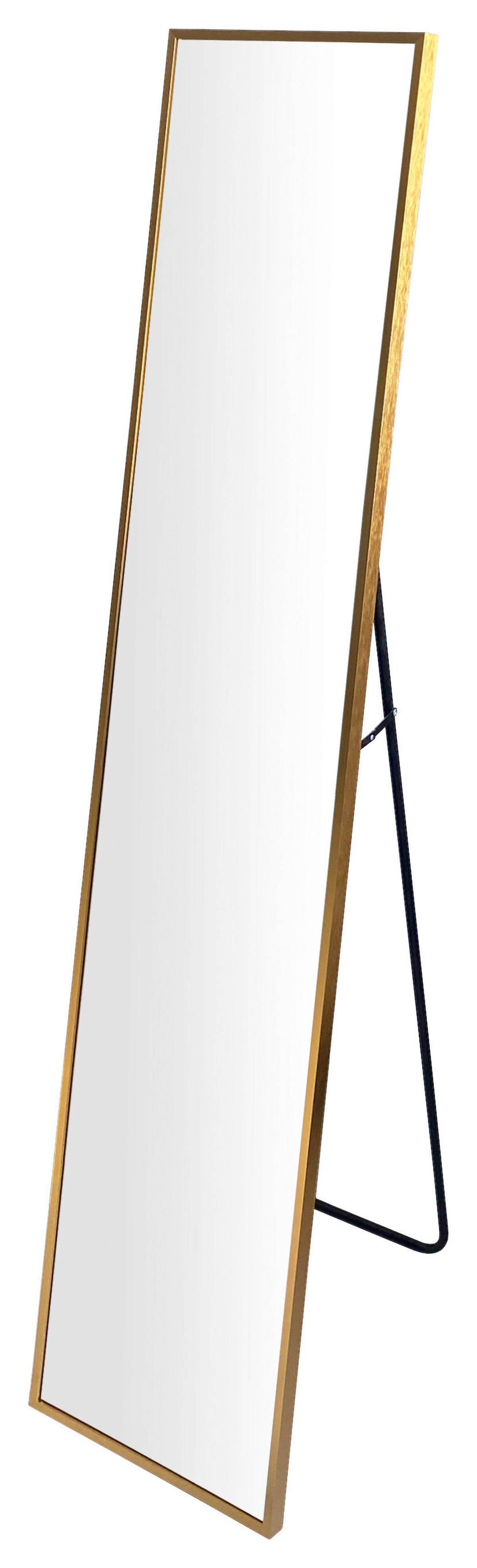 Stojací zrcadlo zlatá - barvy zlata, Moderní, kov/sklo (30/150/2,5cm)
