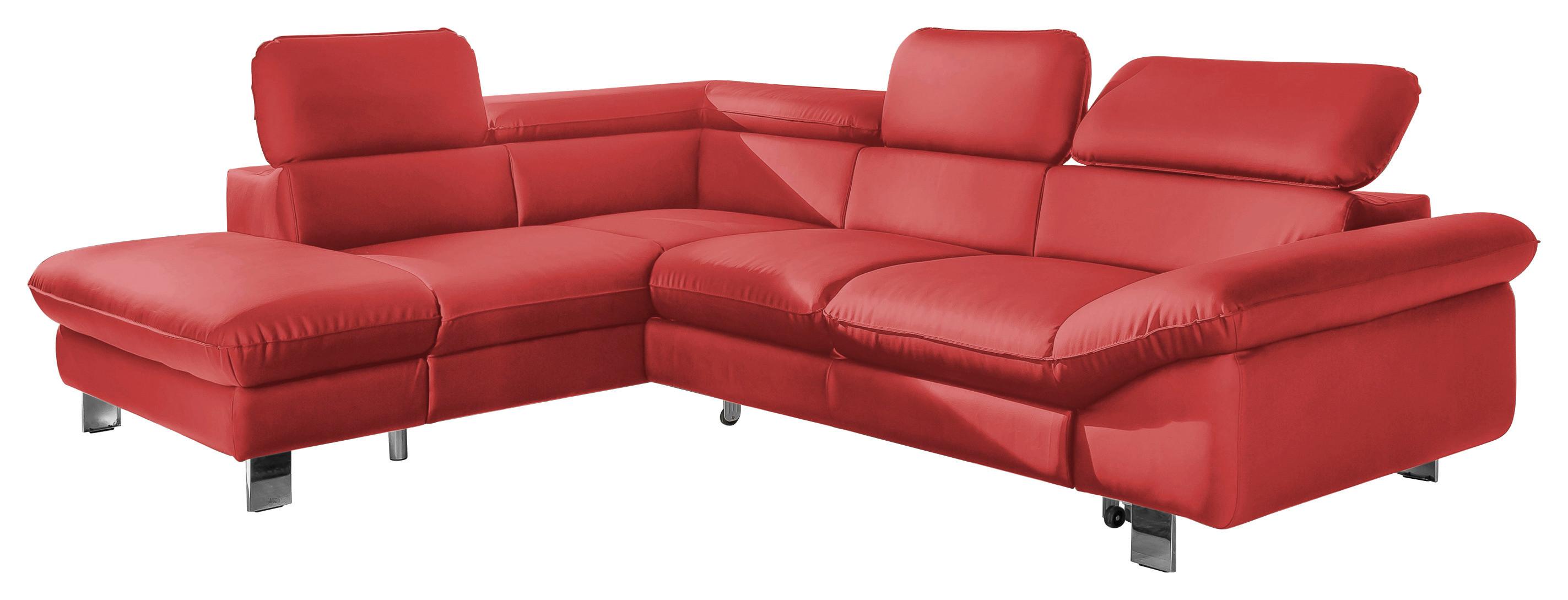 Ecksofa mit Schlaffunktion Driver Rot Lederlook - Chromfarben/Rot, MODERN, Textil (214/266cm) - MID.YOU