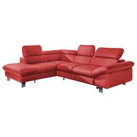Ecksofa Mit Schlaffunktion Driver Rot Lederlook - Chromfarben/Rot, MODERN, Textil (214/266cm) - MID.YOU