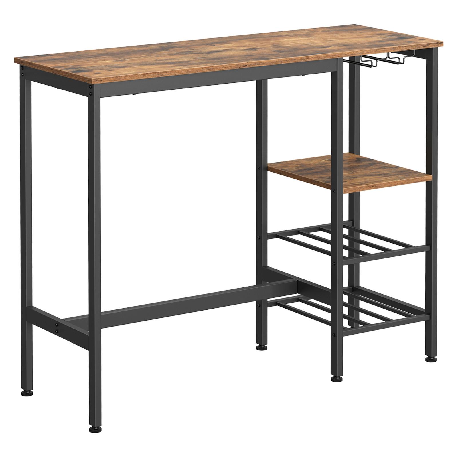 Bartisch Vasagle 110x40x90 cm Dunkelbraun, Schwarz - Dunkelbraun/Schwarz, Trend, Holzwerkstoff/Metall (110/40/90cm) - Boxxx