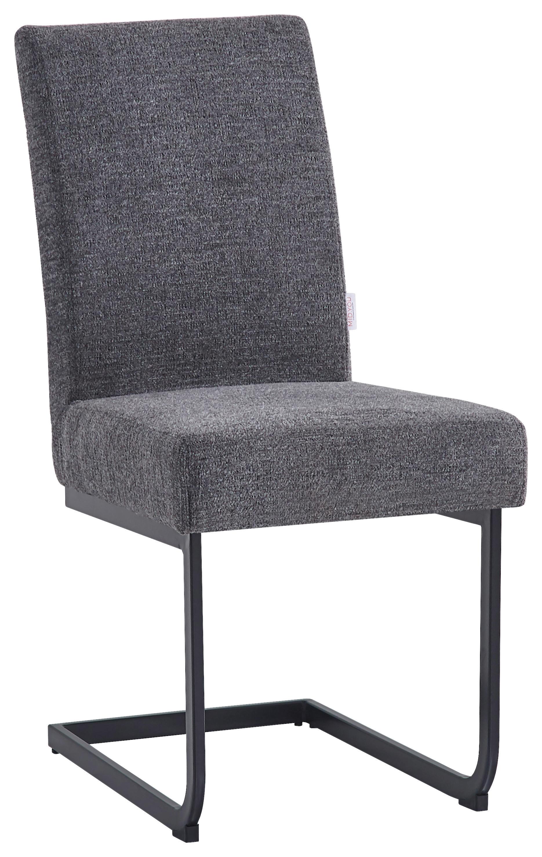 Schwingstuhl Terri Anthrazit Gepolstert - Anthrazit/Schwarz, MODERN, Textil/Metall (46/95/64cm) - MID.YOU