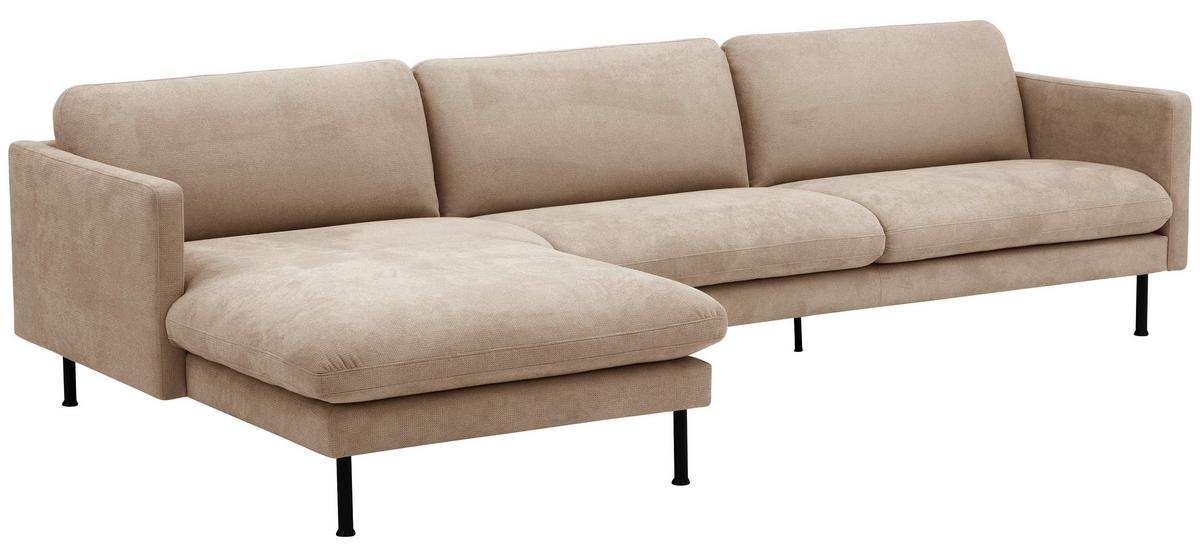 Ecksofa Nathan Rücken Echt, Beige - Beige/Schwarz, MODERN, Textil (286/78/160cm) - Max Winzer