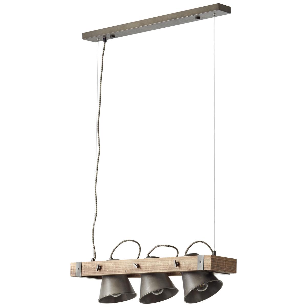 Hängeleuchte Plow H: 115 Cm 3-Flammig, Drehbar - Schwarz, Design, Holz/Metall (70/115cm) - Brilliant