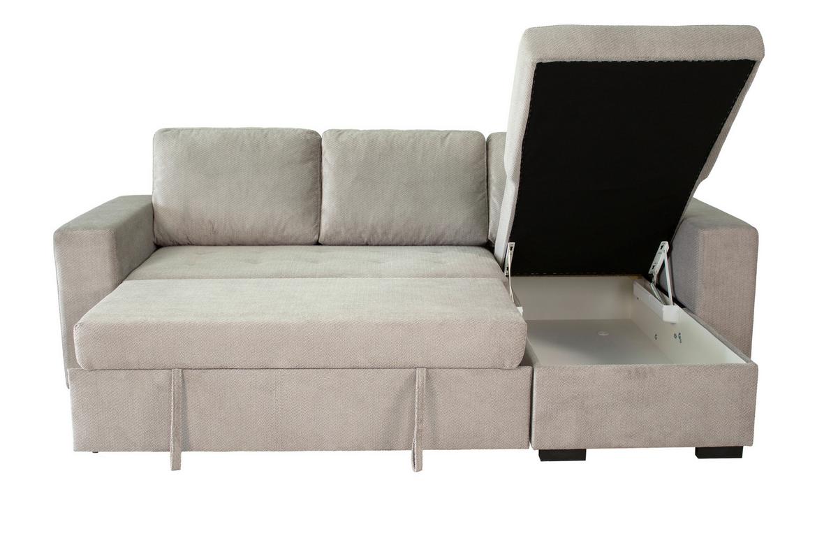 Ecksofa Jan Greige S: 247x155 Cm - Greige, Trend, Textil (247/155cm)