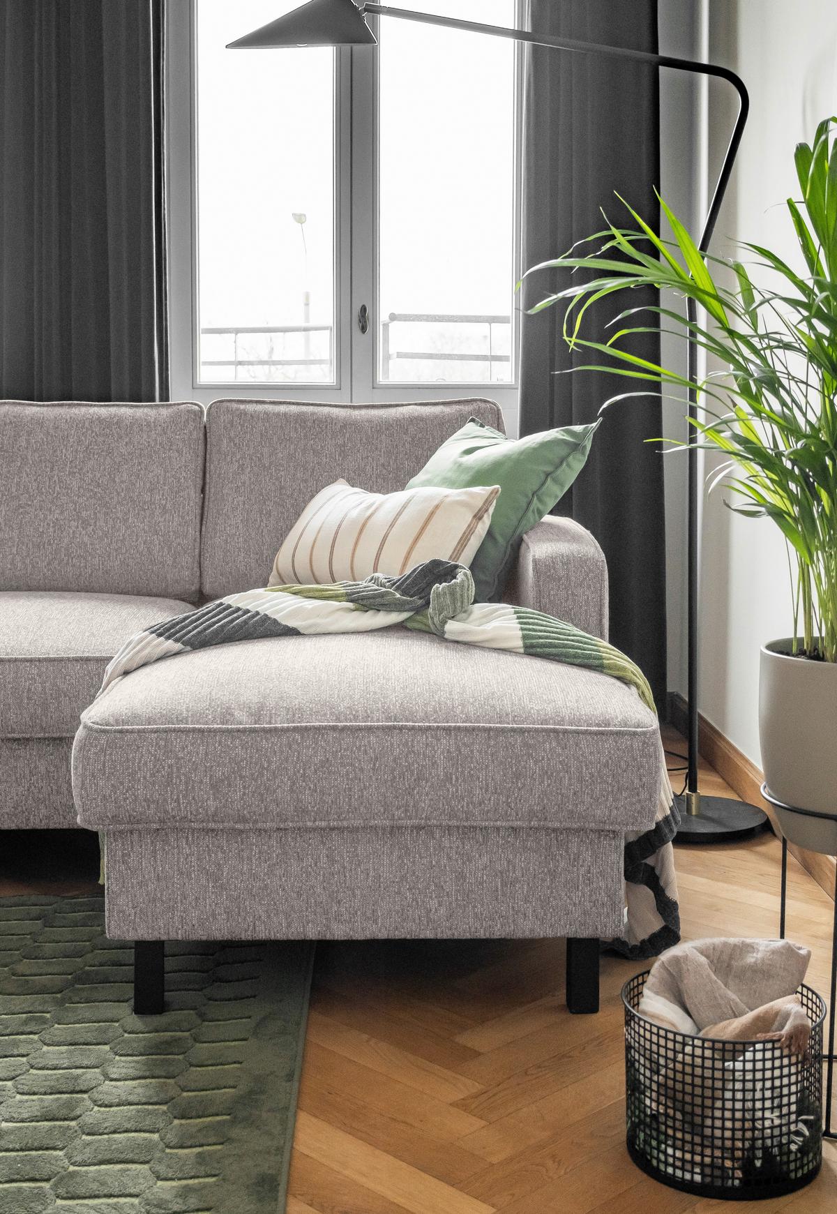 Ecksofa Molly Salz und Pfeffer S: 228x148 cm - Grauweiß/Schwarz, Textil (228/148cm) - MID.YOU