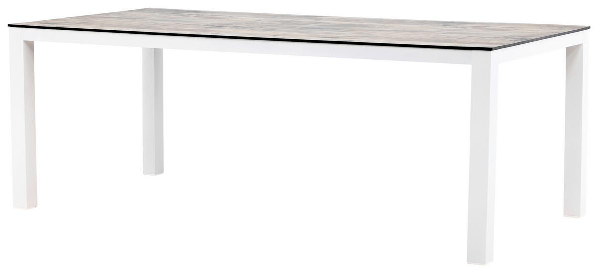 Gartentisch Llama Aluminium L 205 Cm - Weiß/Grau, KONVENTIONELL, Kunststoff/Metall (205/100/75cm) - Gardenson