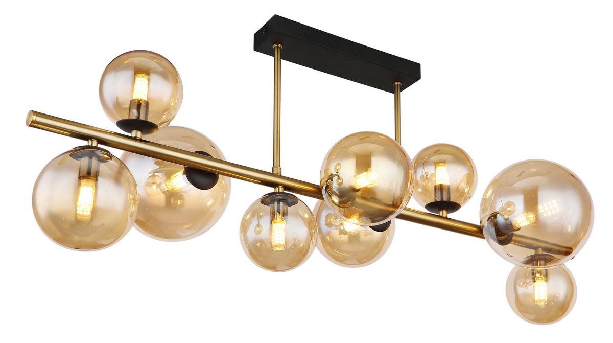 Led Mennyezeti Lámpa 56135-9d - fekete/sárgarézszínű, Design, Üveg/fém (87/30/38cm) - Globo