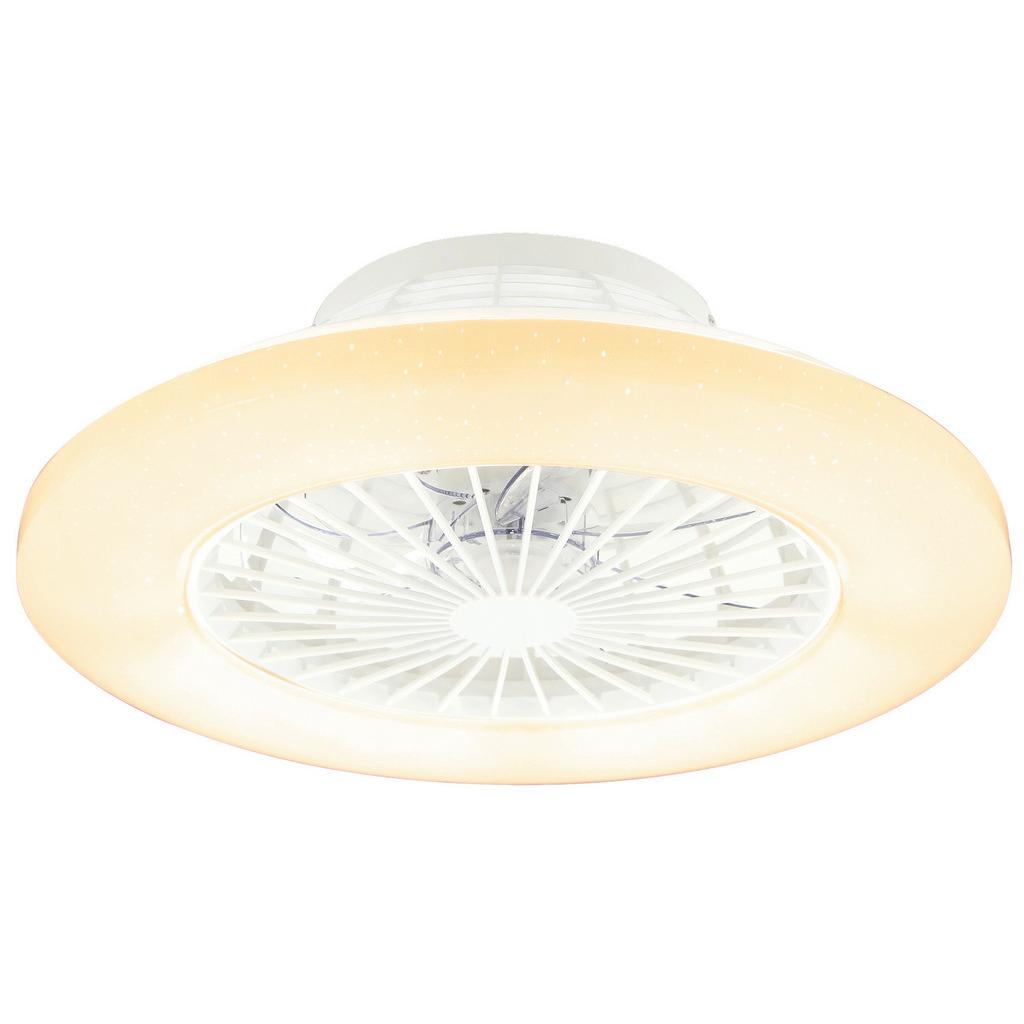 Deckenventilator Opal/silber/ Weiß Led-Leuchte Fernbedienung