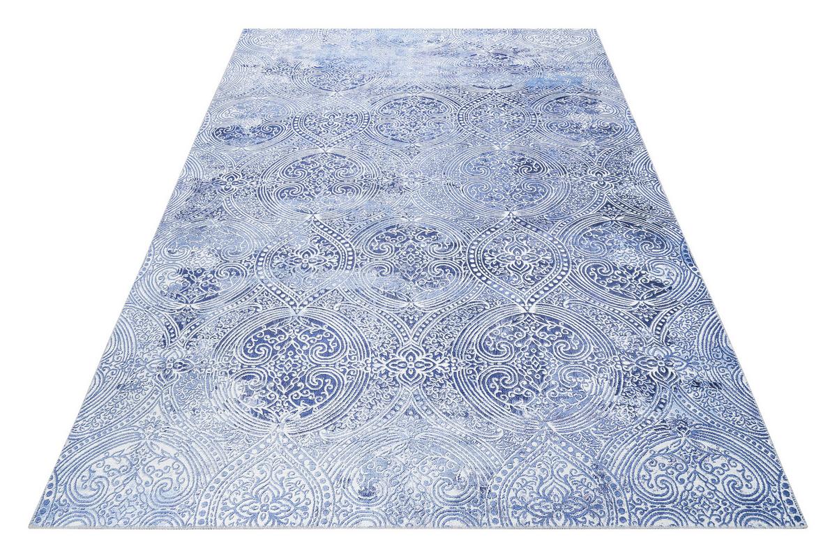 Webteppich Grace Blau/silberfarben 130x190 Cm - Blau/Silberfarben, Design, Textil (130/190cm) - WECON HOME