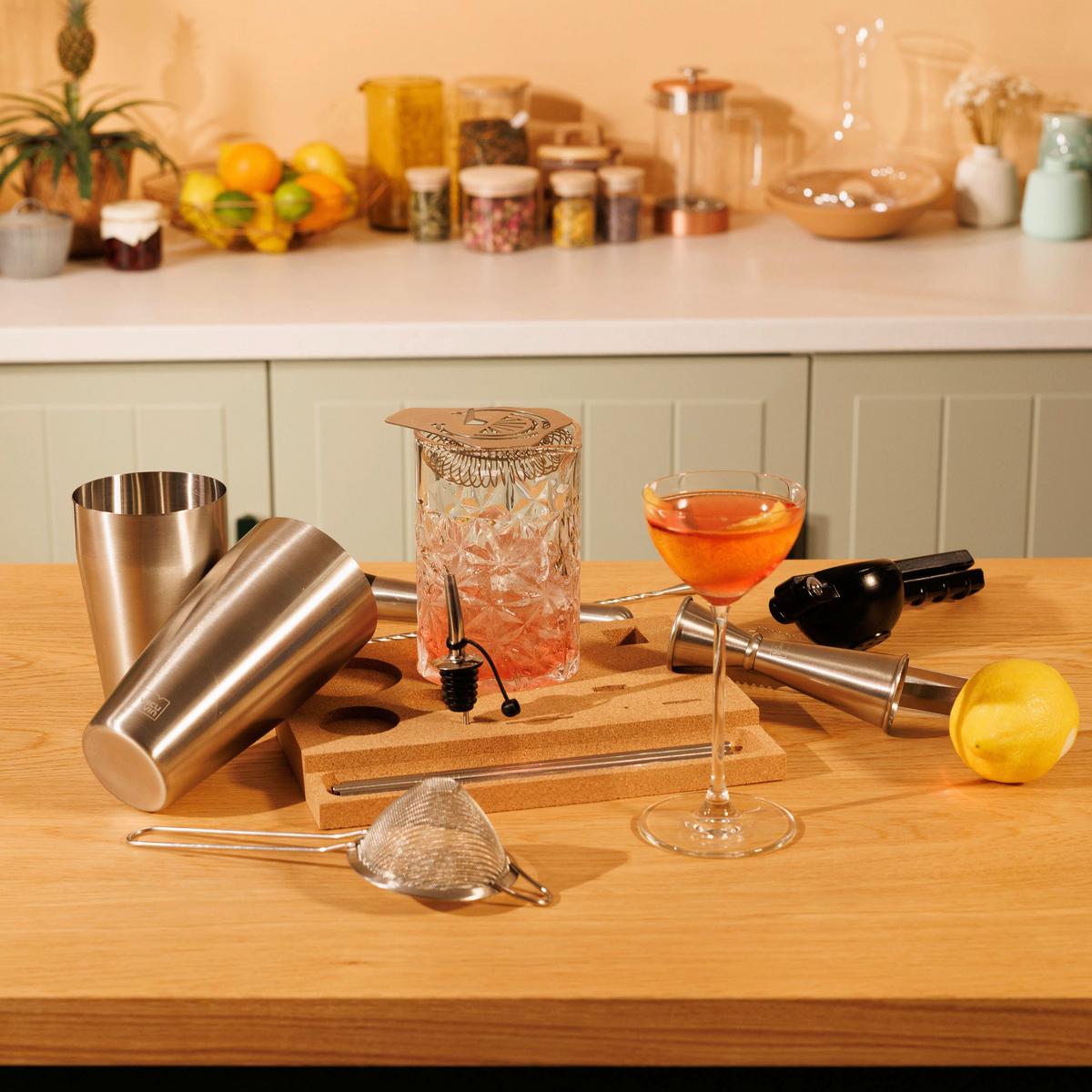 Cocktail-Set Vacu Vin Edelstahl 18/10, 16tlg. - Edelstahlfarben, Basics, Metall (27/22,5/15cm) - Vacu Vin