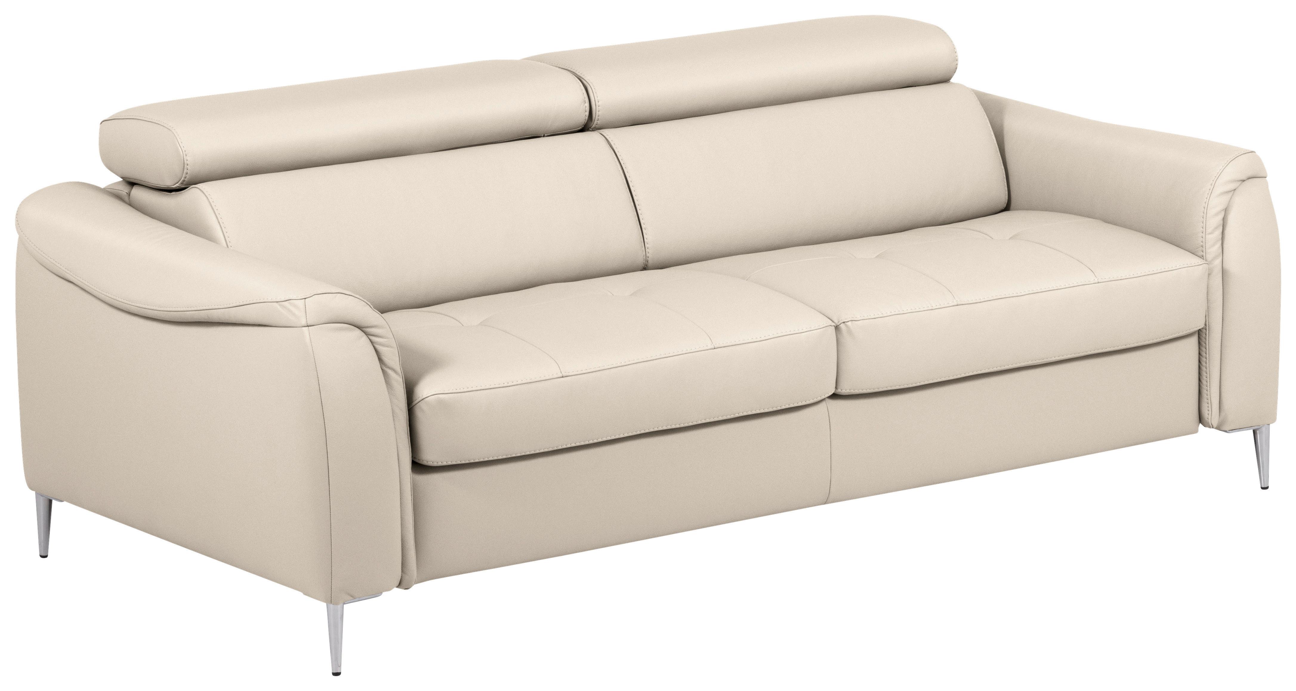 Schlafsofa Pafos Beige Lederlook, Rindsleder B: 203cm - Beige, Design, Leder/Textil (203/77-98/103cm) - MID.YOU