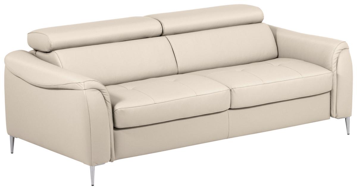 Schlafsofa Pafos Beige Lederlook, Rindsleder B: 203cm - Beige, Design, Leder/Textil (203/77-98/103cm) - MID.YOU