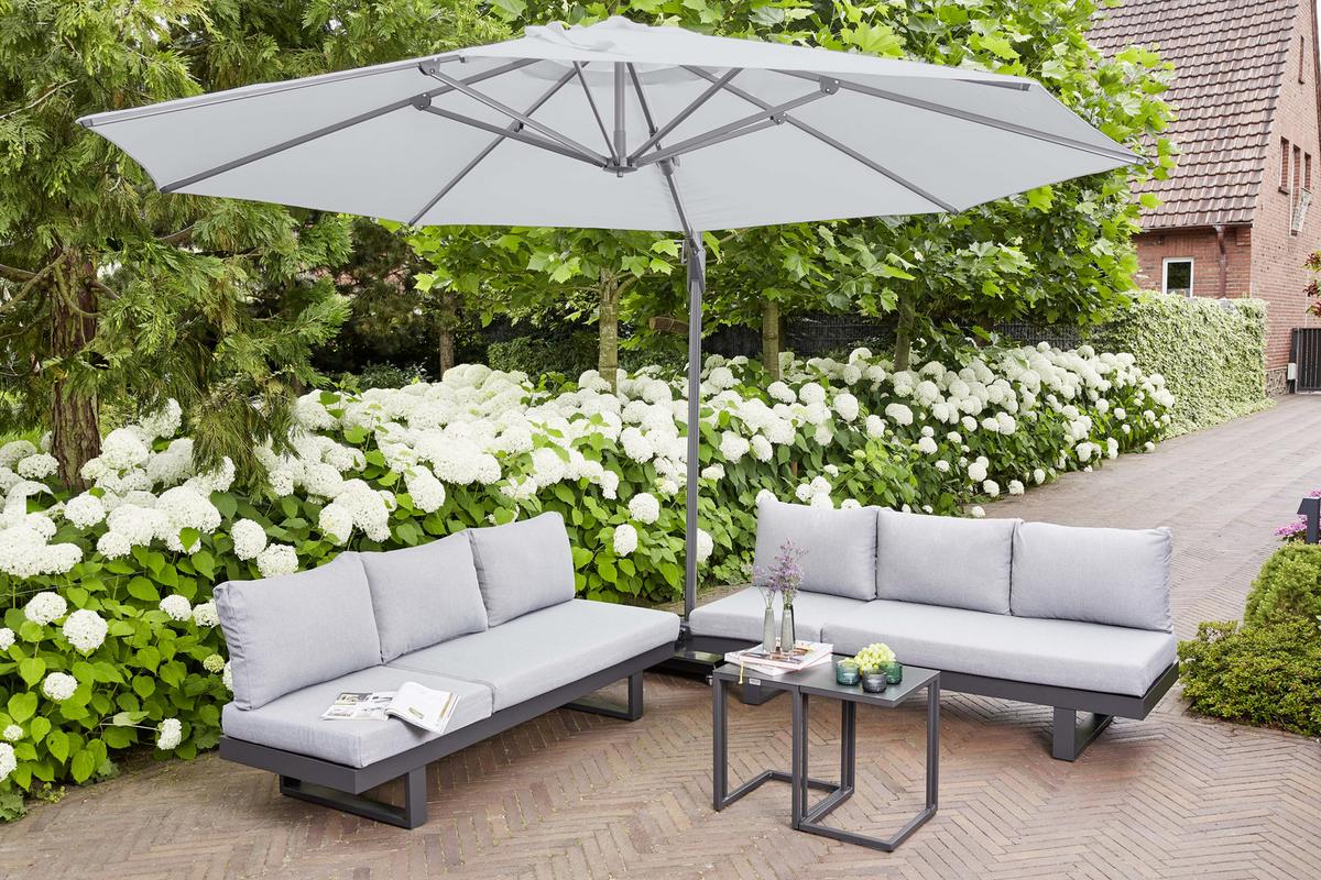 Ampelschirm Sunset N+ Ø 350 H: 252 Cm Anthrazit/grau - Anthrazit/Grau, KONVENTIONELL, Textil/Metall (350/350cm) - Siena Garden