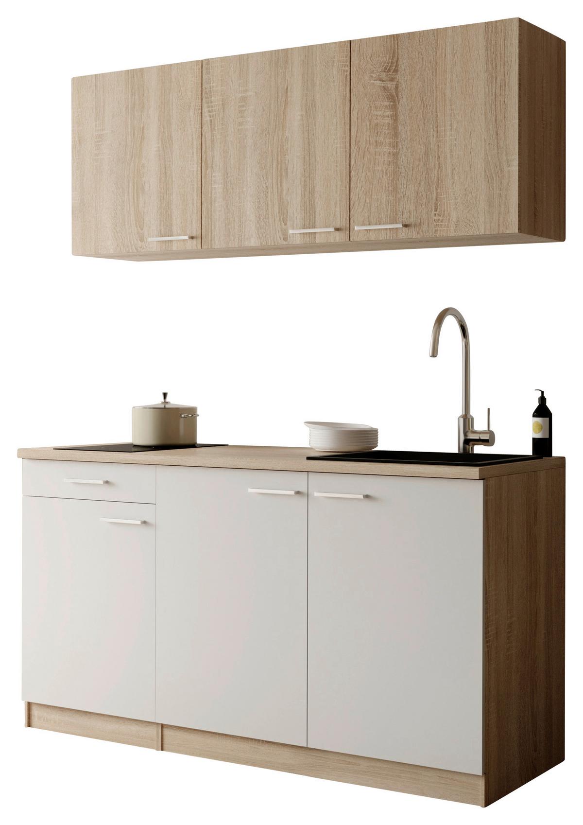MINIKÜCHE Ingrid, Weiß B: 150 cm - Eichefarben/Weiß, Design, Holzwerkstoff (150cm) - Respekta