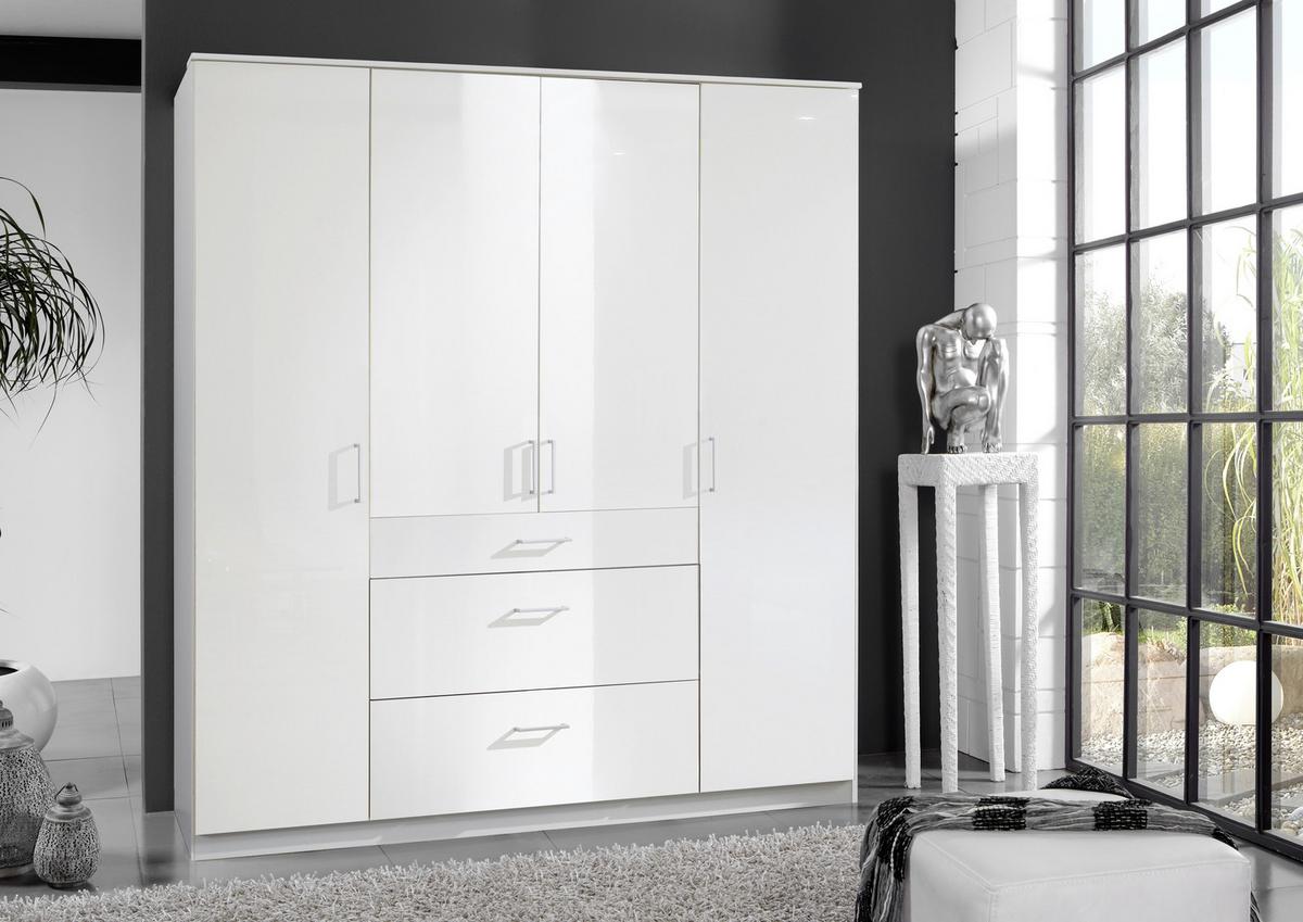 Drehtürenschrank Mit Laden B: 179 Cm Clack, Weiß - Weiß Hochglanz/Weiß, Basics, Holzwerkstoff (179/199/58cm) - MID.YOU