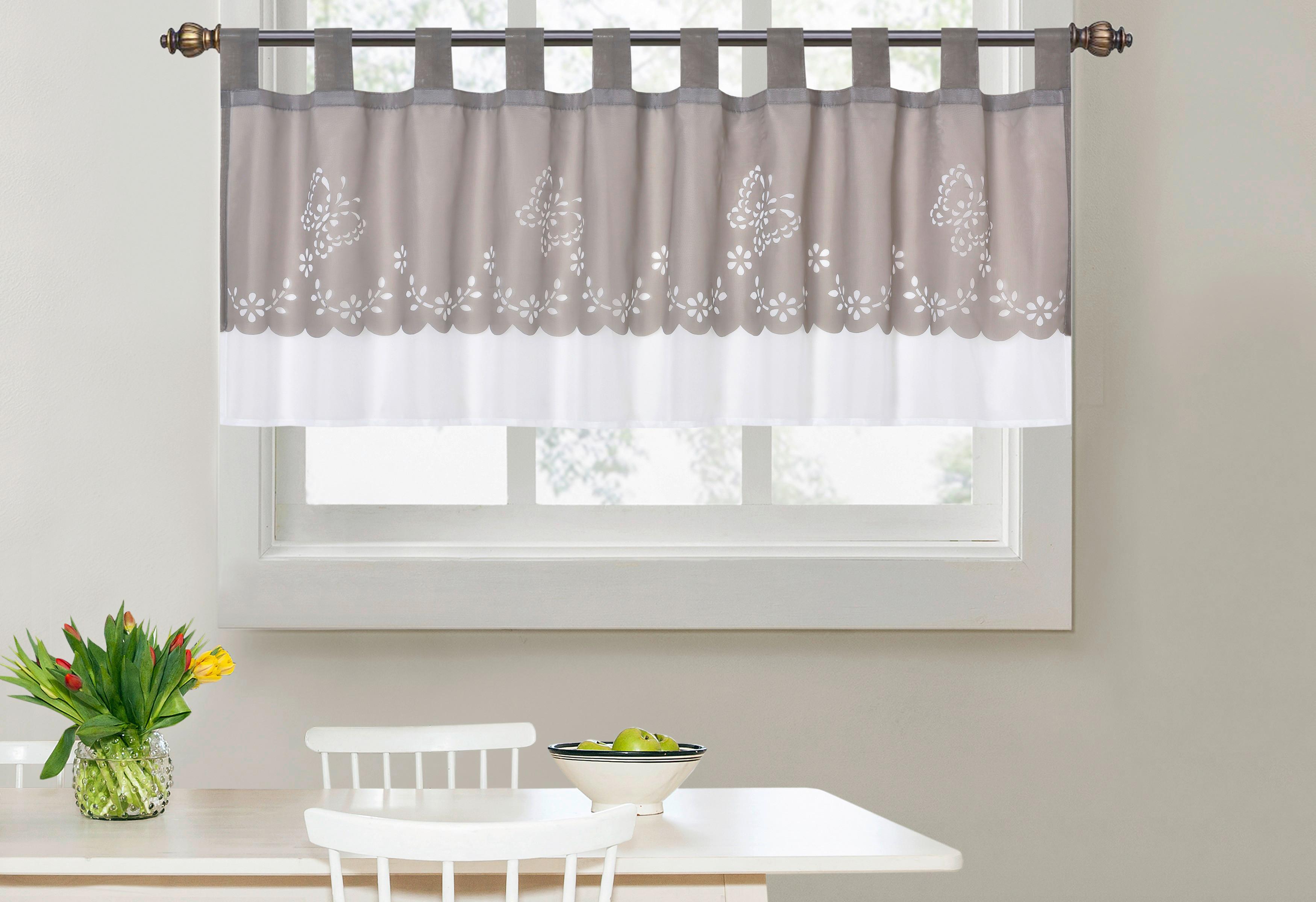 Kurzgardine Paula - Braun, ROMANTIK / LANDHAUS, Textil (145/50cm) - James Wood