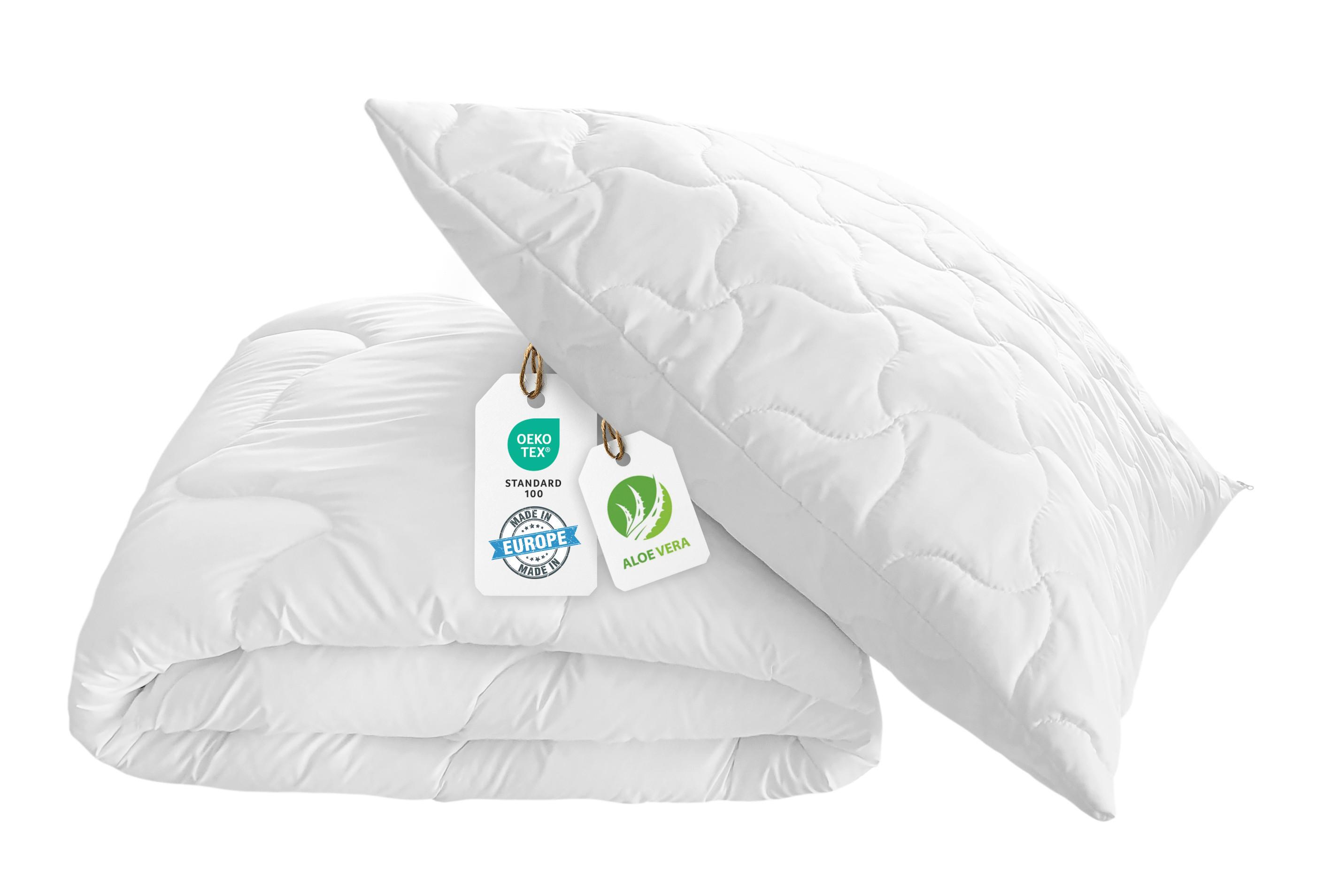 SOUPRAVA PŘIKRÝVKY A POLŠTÁŘE MF BETTENSET ALOE VERA AT - bílá, Basics, textil (140x200/70x90cm)