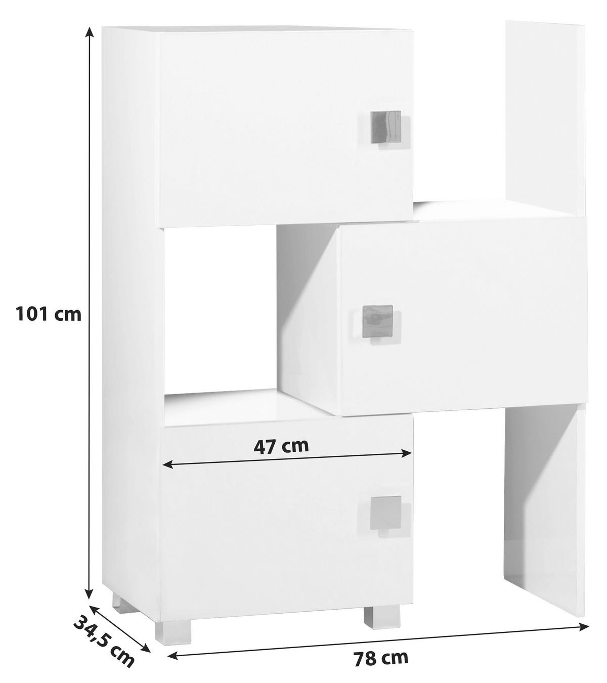Badezimmerregal Stehend Weiß  Bxh: 47-78x101 Cm Quadra - Chromfarben/Weiß, MODERN, Holzwerkstoff (47,0-78,0/101/34,5cm) - MID.YOU