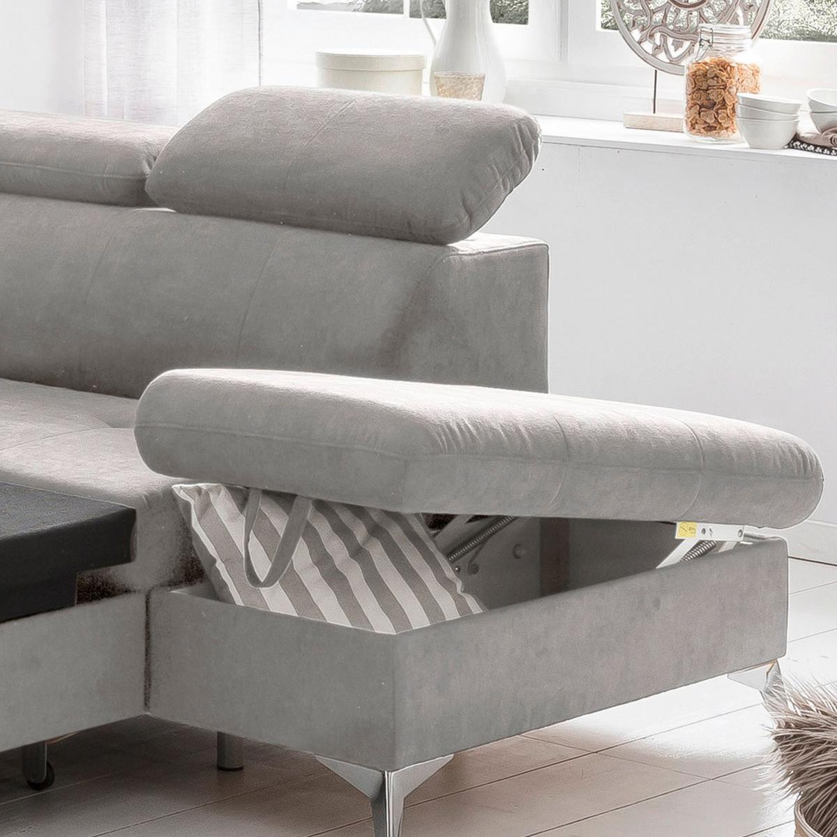 Ecksofa Mit Schlaffunktion Gisele - Chromfarben/Grau, KONVENTIONELL, Textil (256/209cm) - Livetastic