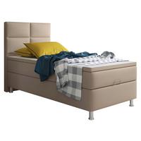 Boxspringbett Mit Topper 90x200 Cm Miami-Bk - Silberfarben/Cappuccino, KONVENTIONELL, Leder/Textil (90/115/210cm) - MID.YOU